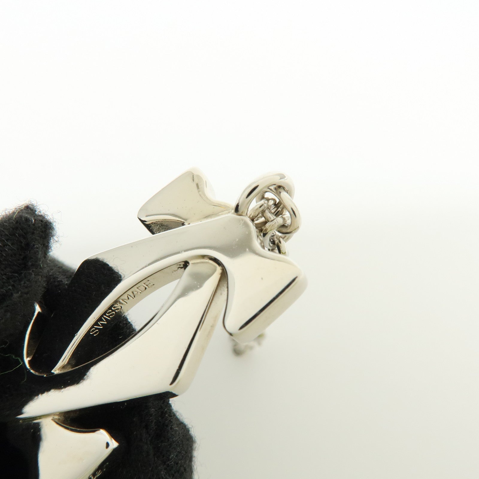 Cartier 2C Logo Metal Bag Charm Key Chain Silver