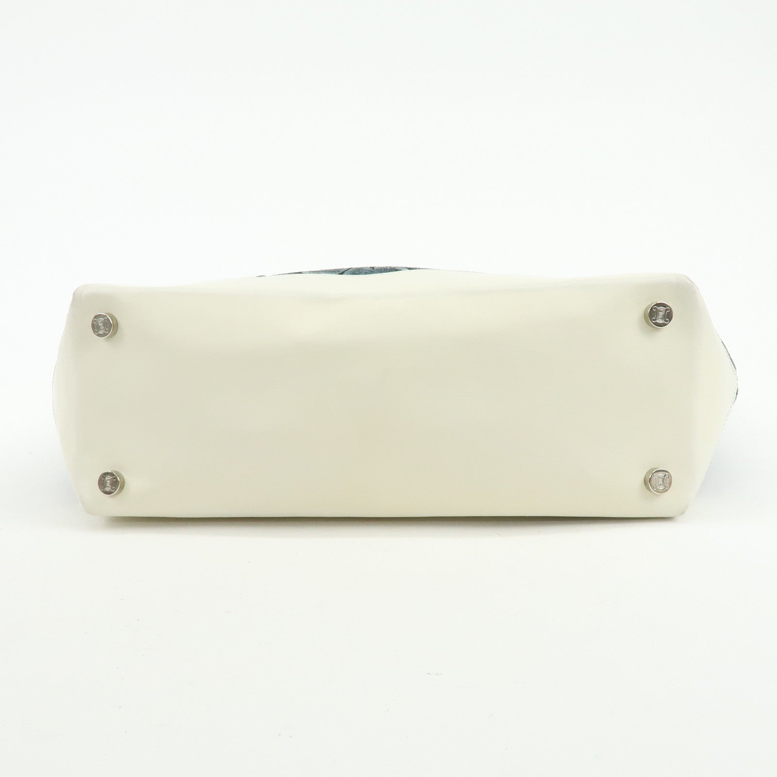 CELINE Hibiscus Motif Suede Leather Tote Bag Gray Ivory