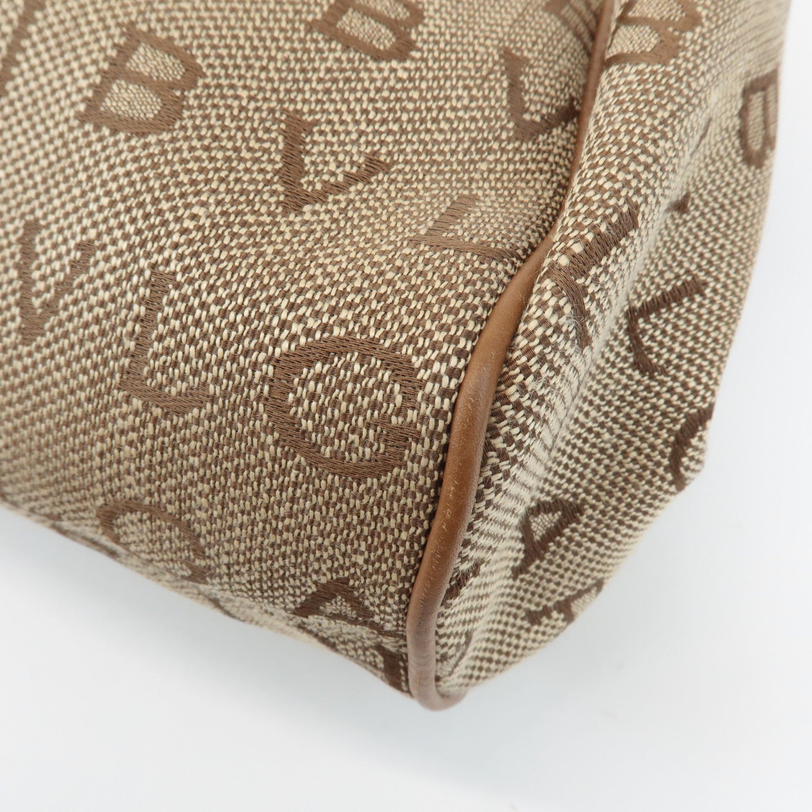 BVLGARI Logo Mania Leather Canvas Tote Bag Shoulder Bag Beige Brown Used