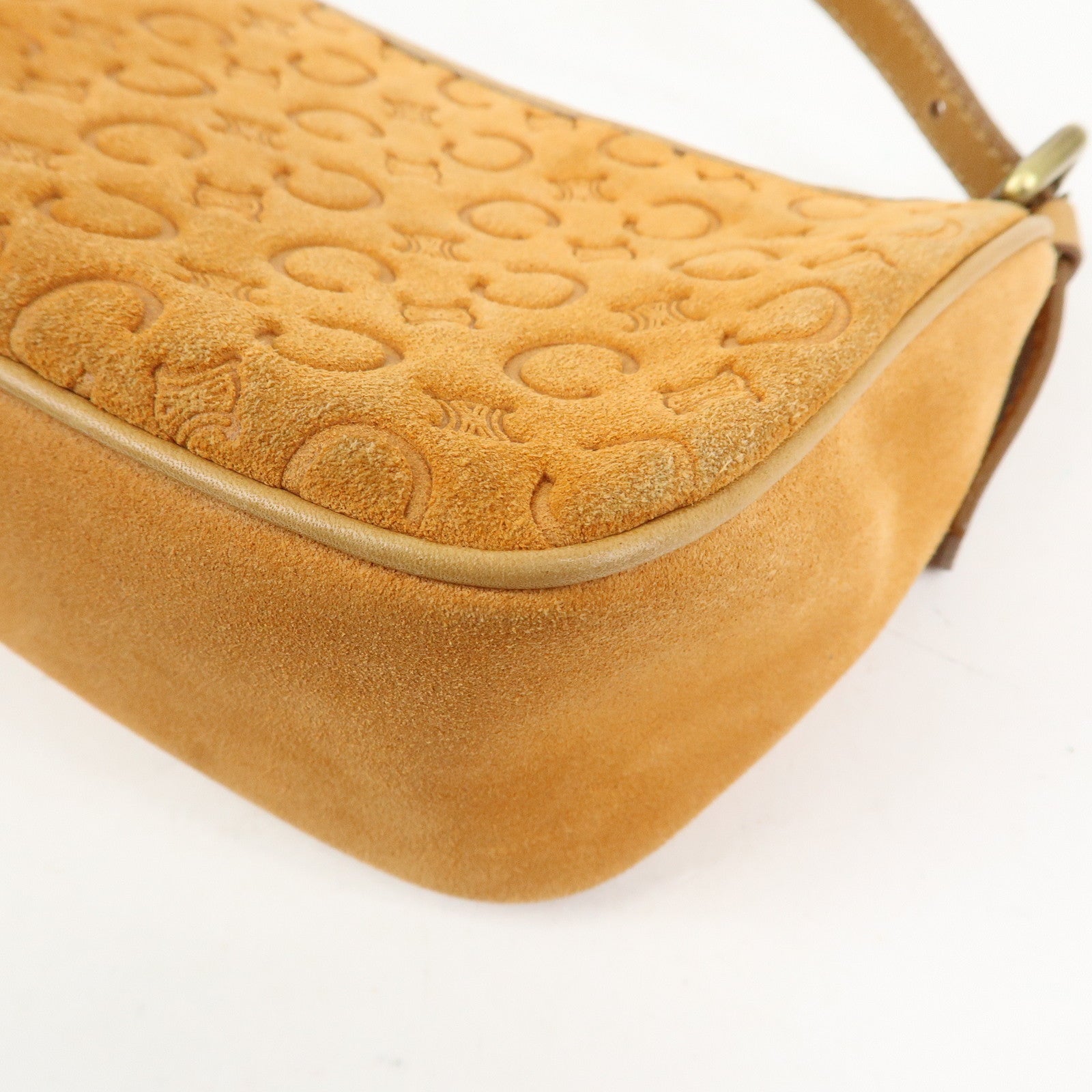 CELINE C Macadam Suede Leather Shoulder Bag Hand Bag Brown