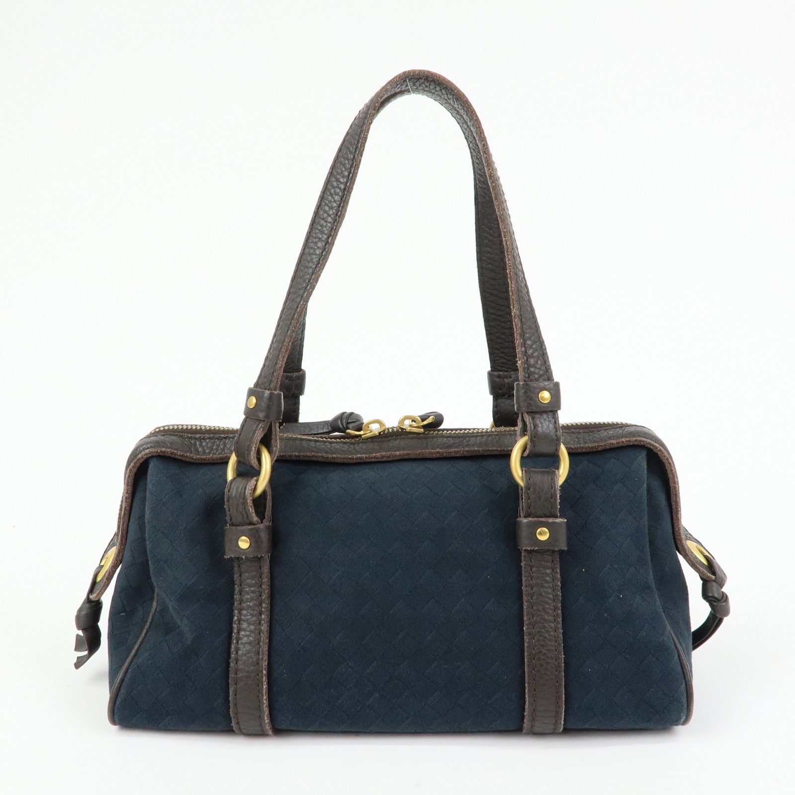 BOTTEGA VENETA Intrecciato Canvas Leather Mini Boston Bag 142470