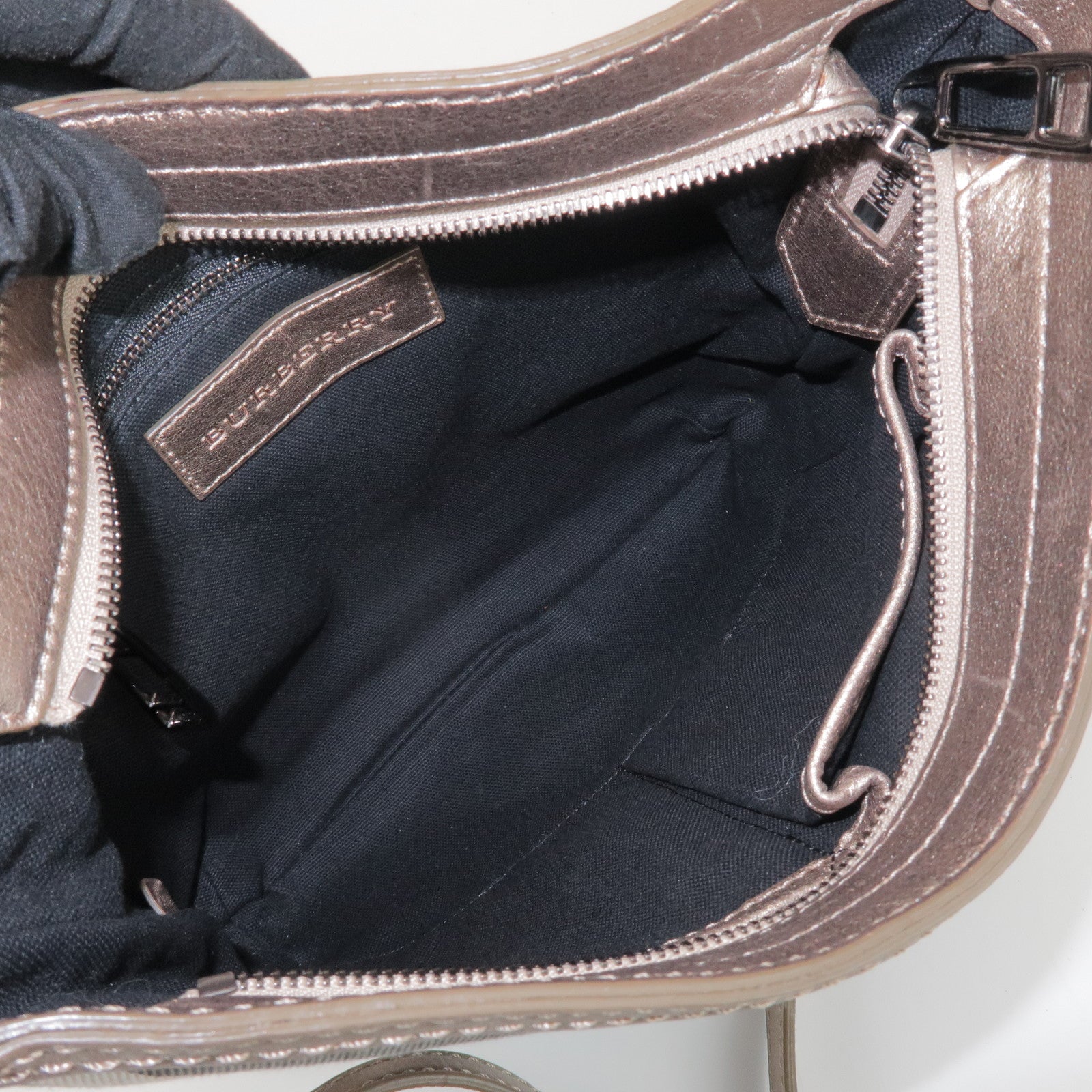 BURBERRY Canvas Leather Plaid Shoulder Bag Crossbody Bag Gold