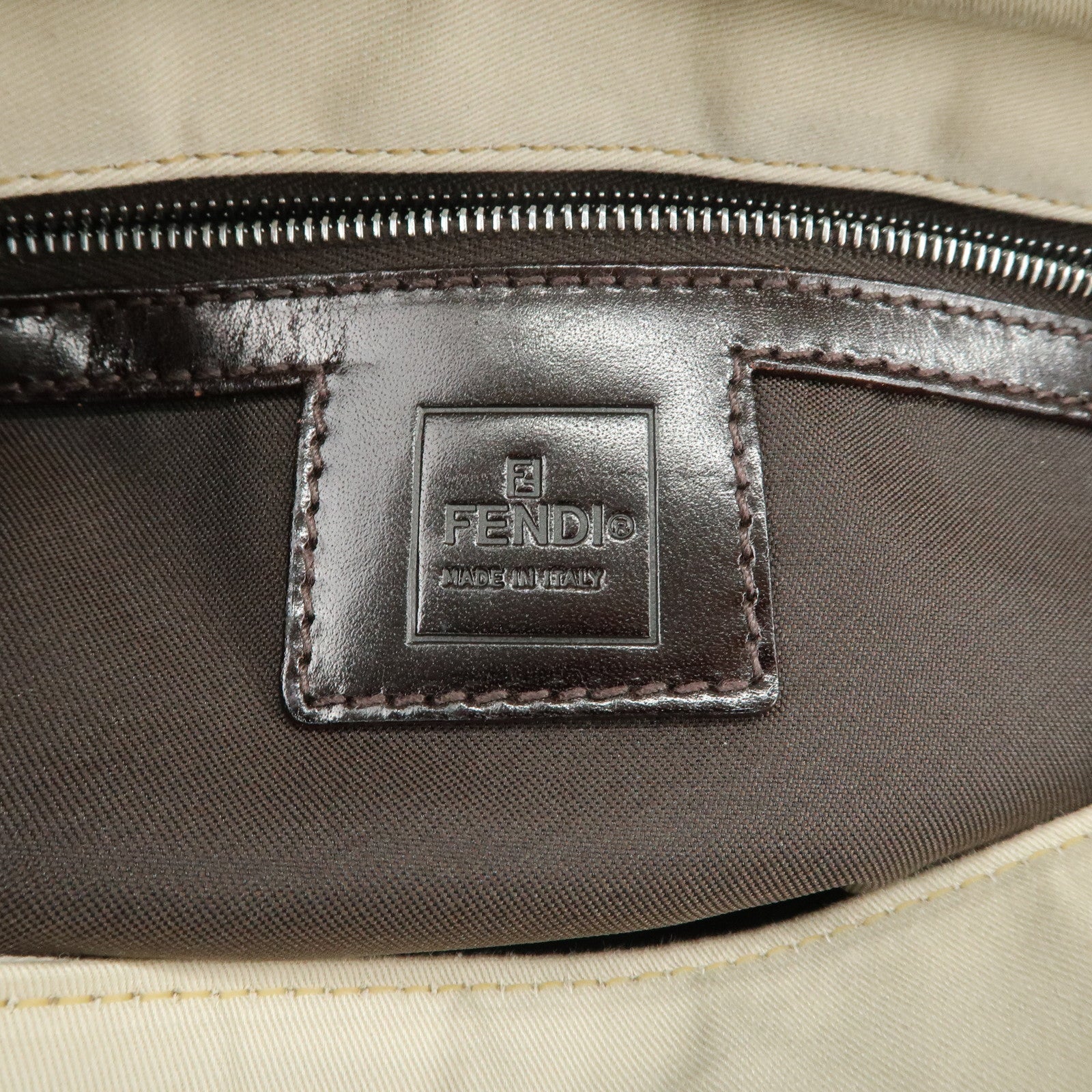 FENDI Canvas Shoulder Bag Hand Bag Ivory Silver Hardware