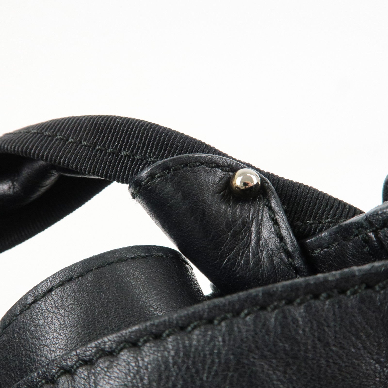 Ferragamo Vara Ribbon Leather Shoulder Bag Hand Bag Black Used