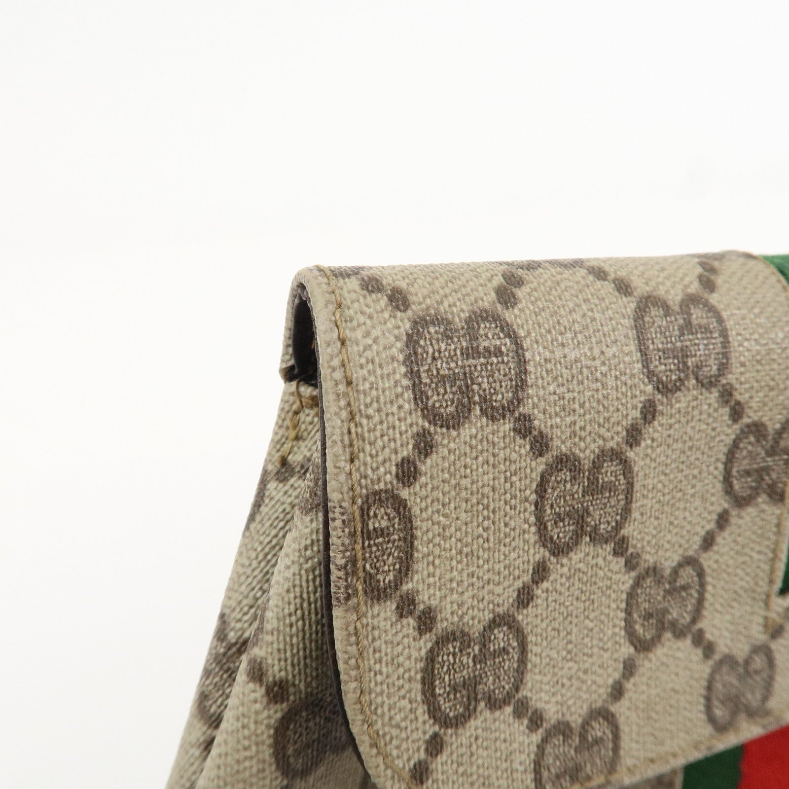 GUCCI Old Gucci GG Supreme Cosmetic Pouch Clutch Bag Beige