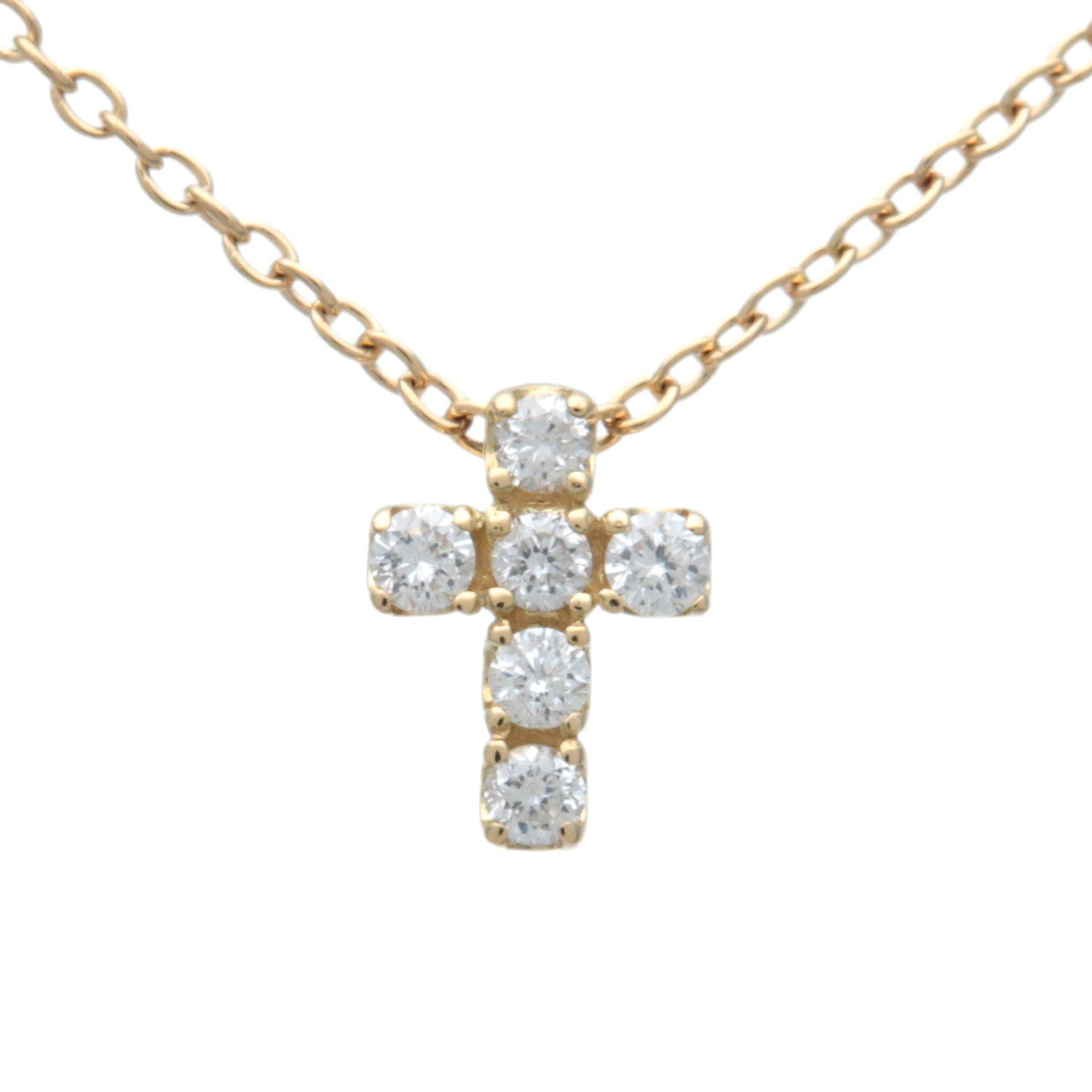 Ponte Vecchio Cross 6P Diamond Necklace Diamond 0.12ct K18YG 750YG