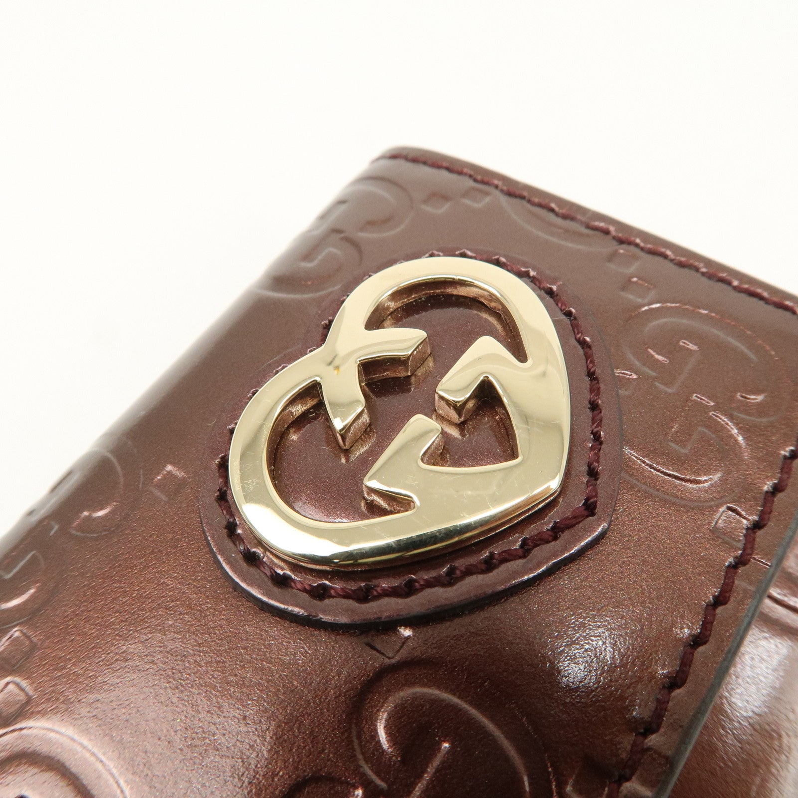 GUCCI Lovely Heart Guccissima Leather 6 Rings Key Case Brown 257217