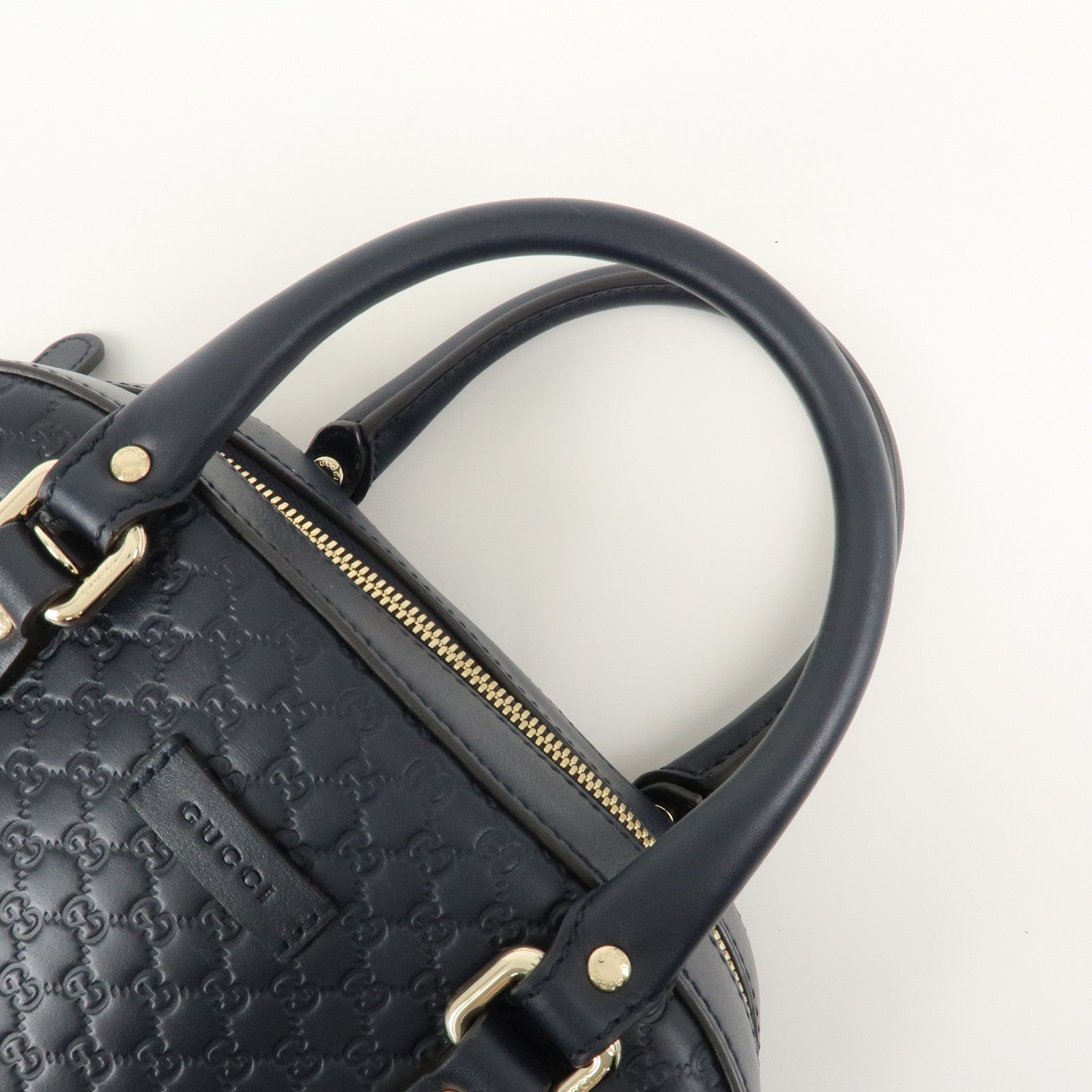 GUCCI Micro Guccissima Leather 2 Way Bag Hand Bag Dark Navy 510289