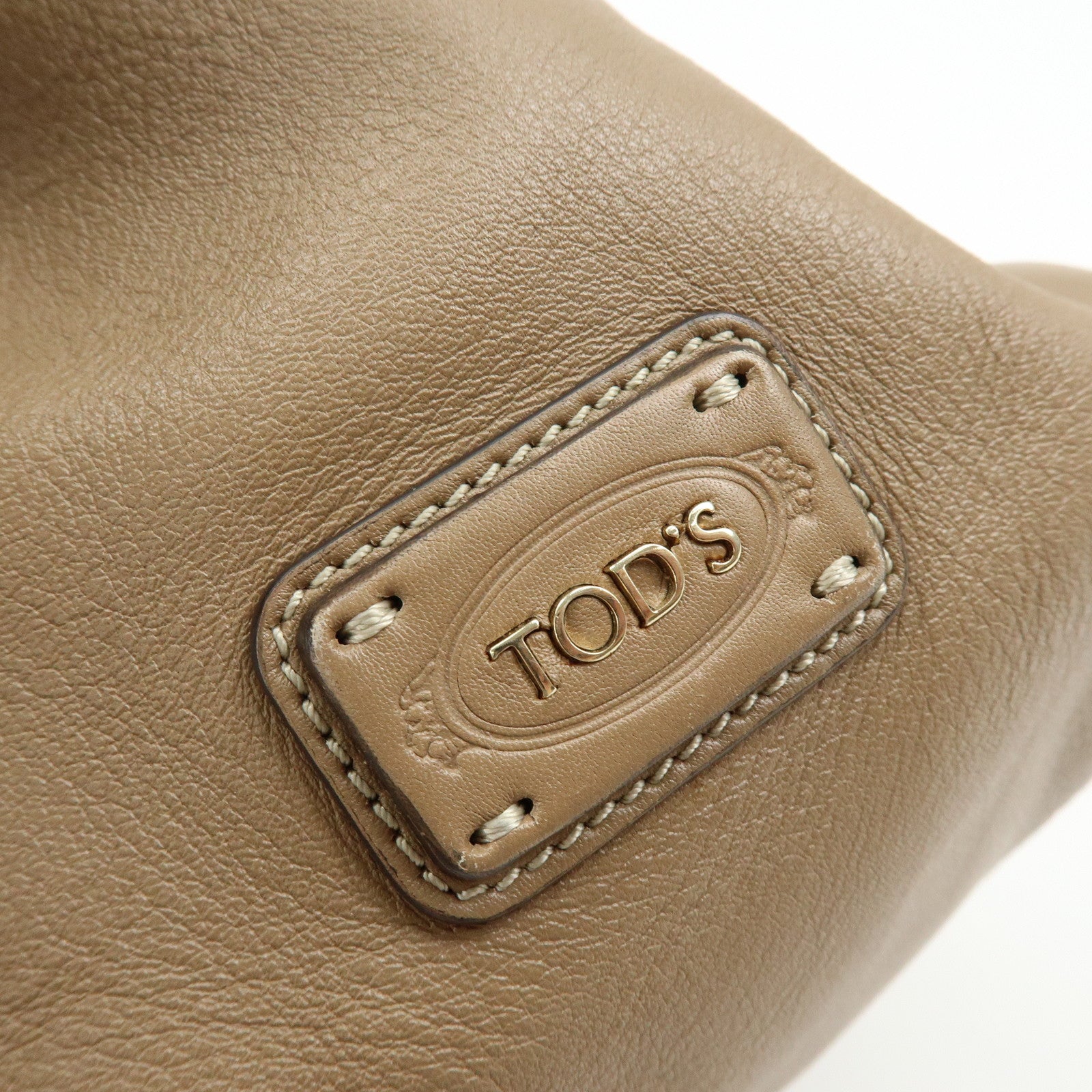 TOD'S Leather Stitch 2Way Bag Boston Bag Shoulder Bag Brown