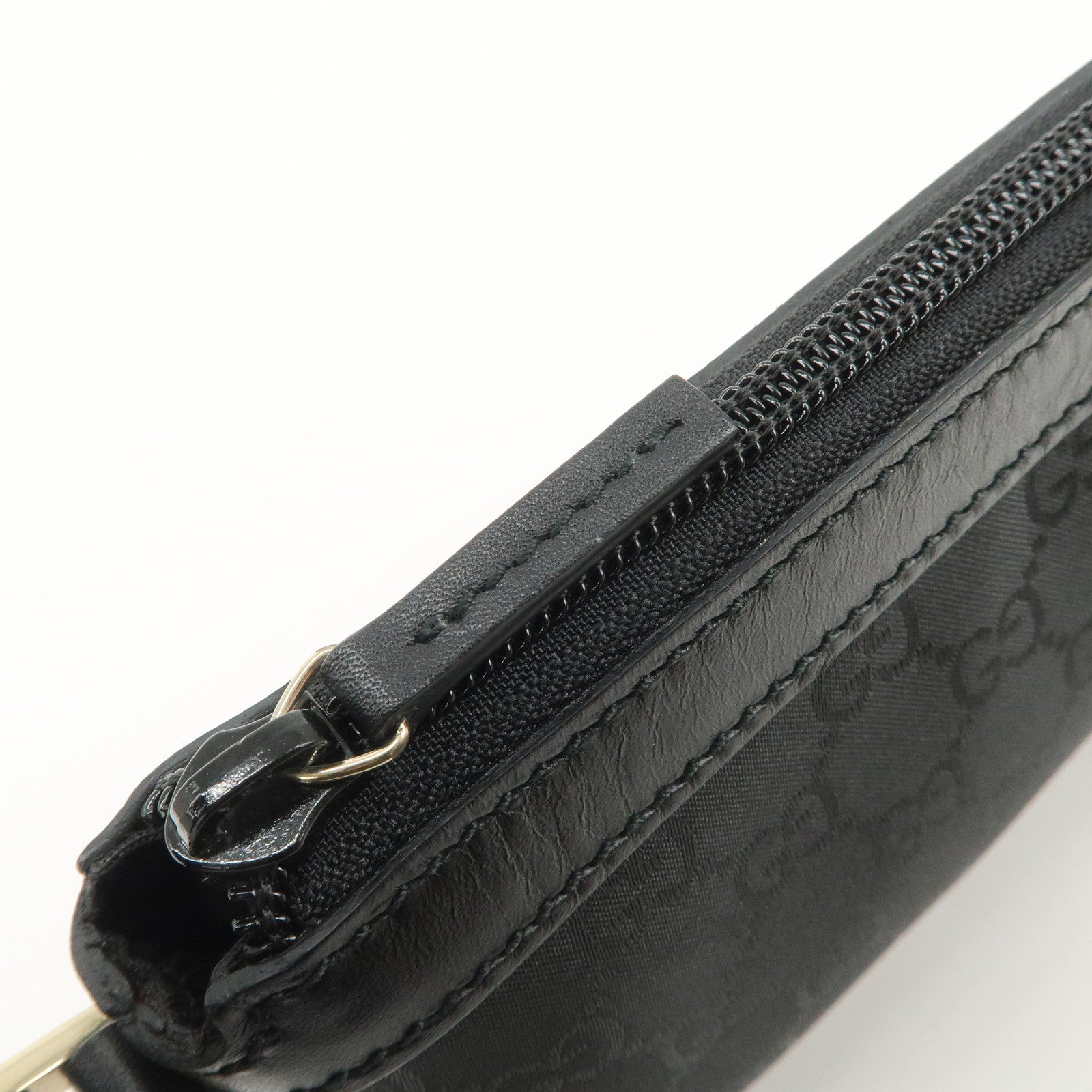GUCCI GG Monogram Nylon Leather Shoulder Bag Pouch Black 272381