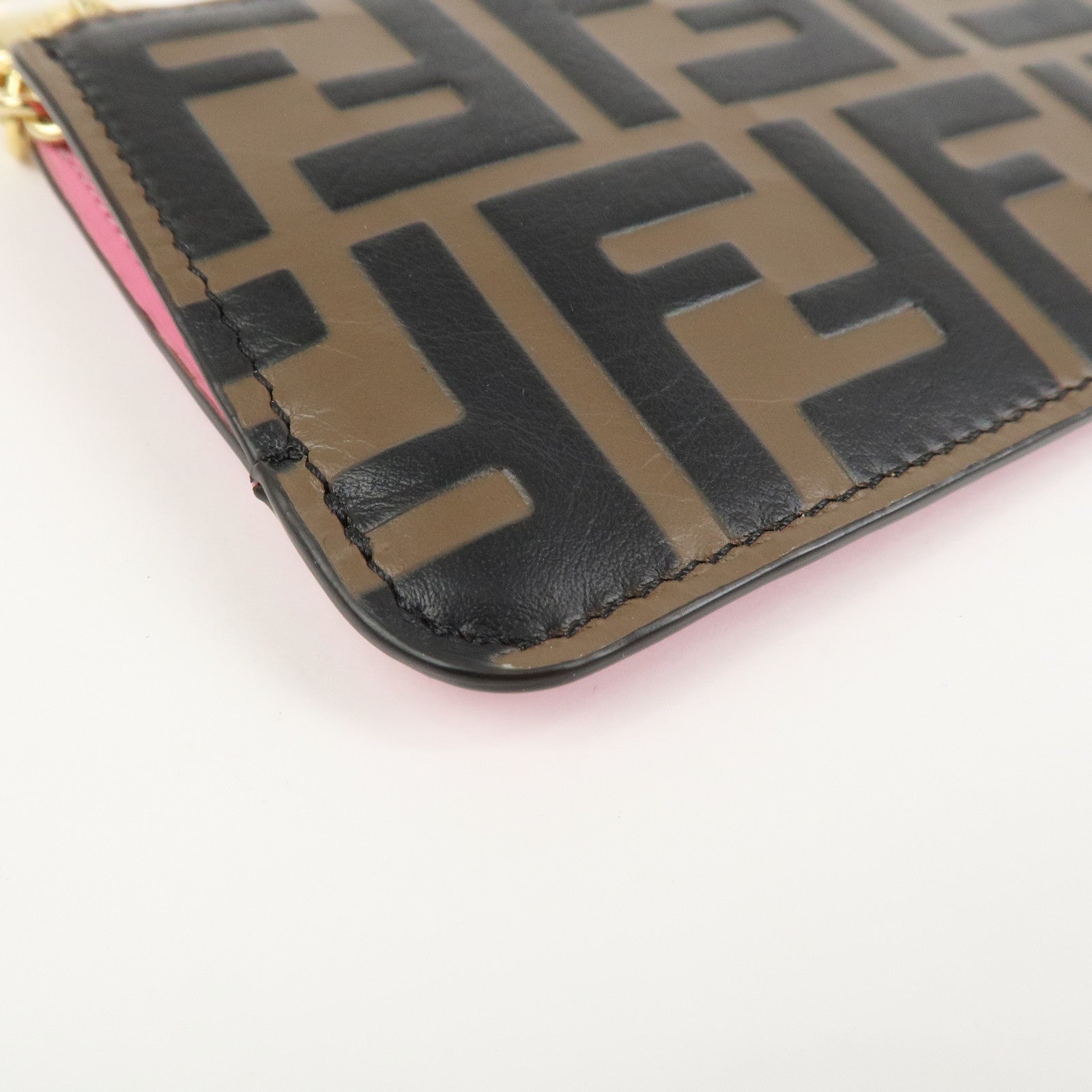 FENDI F IS FENDI Zucca Card Case Flagment Case Black Brown 8AP161