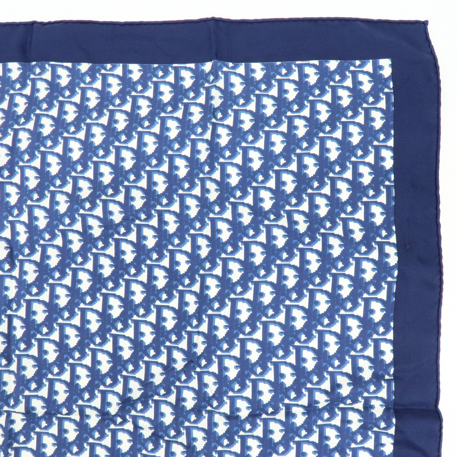 Christian Dior Logo Silk 100% Scarf Navy White