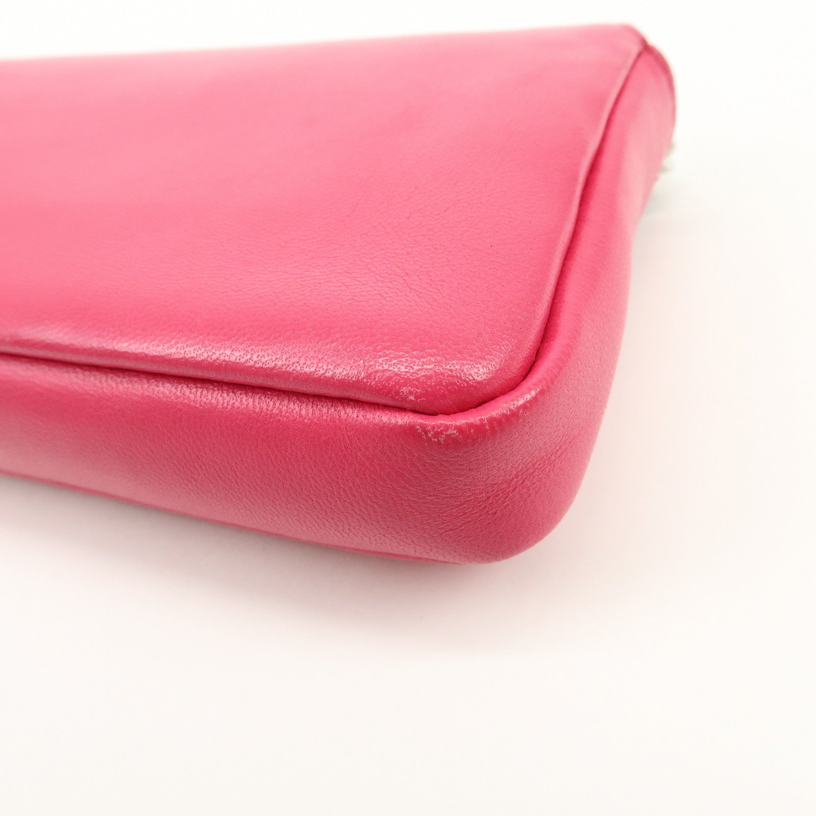 FENDI Leather Micro Baguette Shoulder Bag Crossbody Bag Pink 8M0354