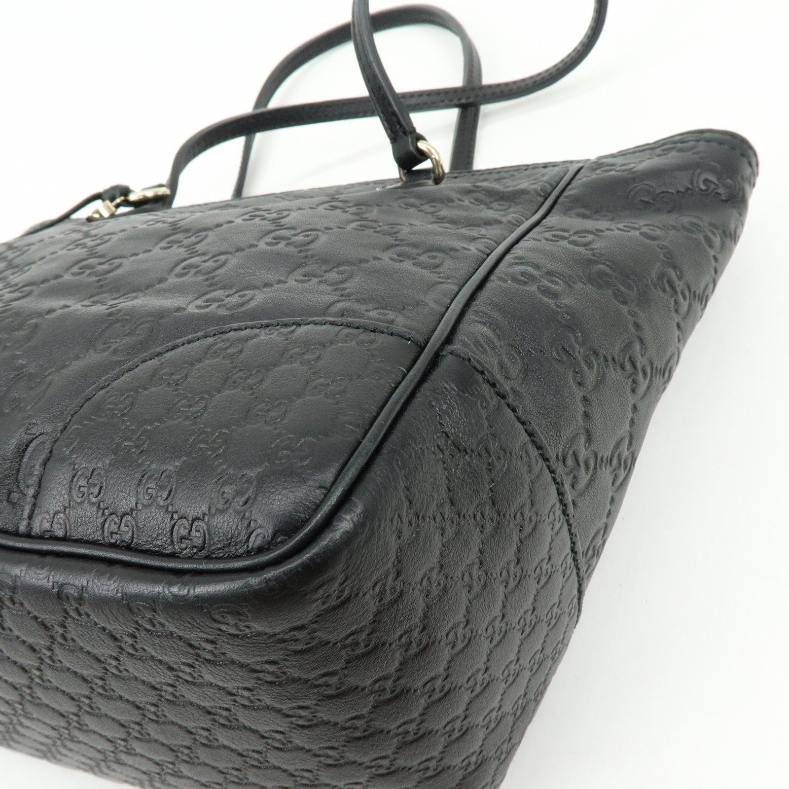 GUCCI Interlocking G Micro Guccissima Leather Hand Bag Black 353119