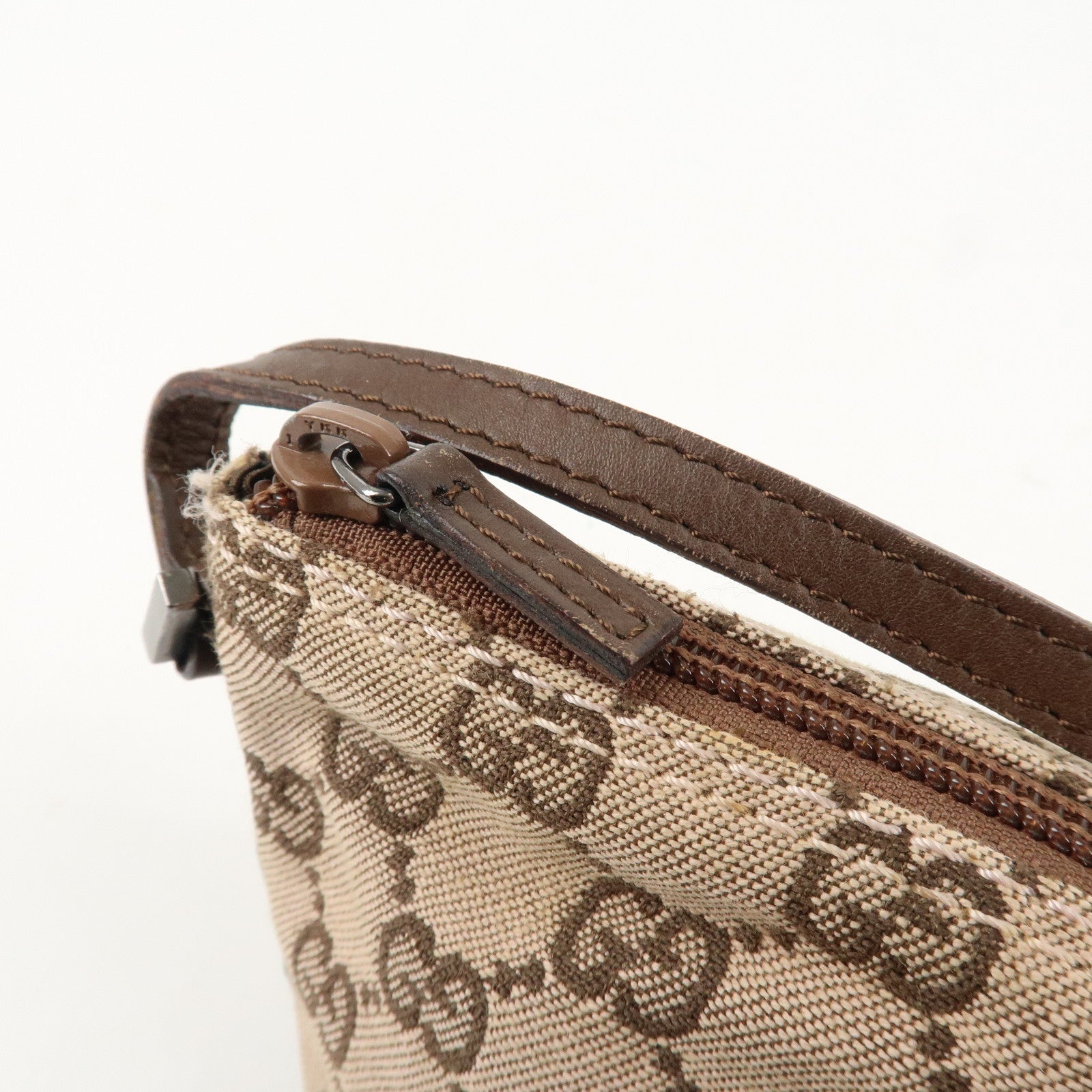 GUCCI GG Canvas Leather Canvas Accessory Pouch 039.1103.2123 Used