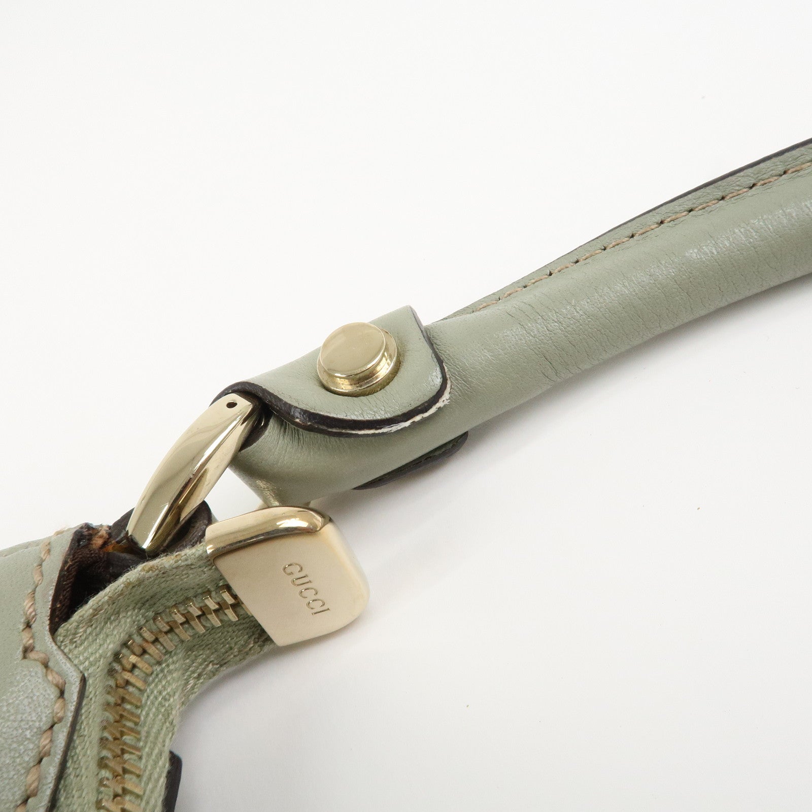 GUCCI Abbey GG Canvas Leather Shoulder Hand Bag Beige Green 190525