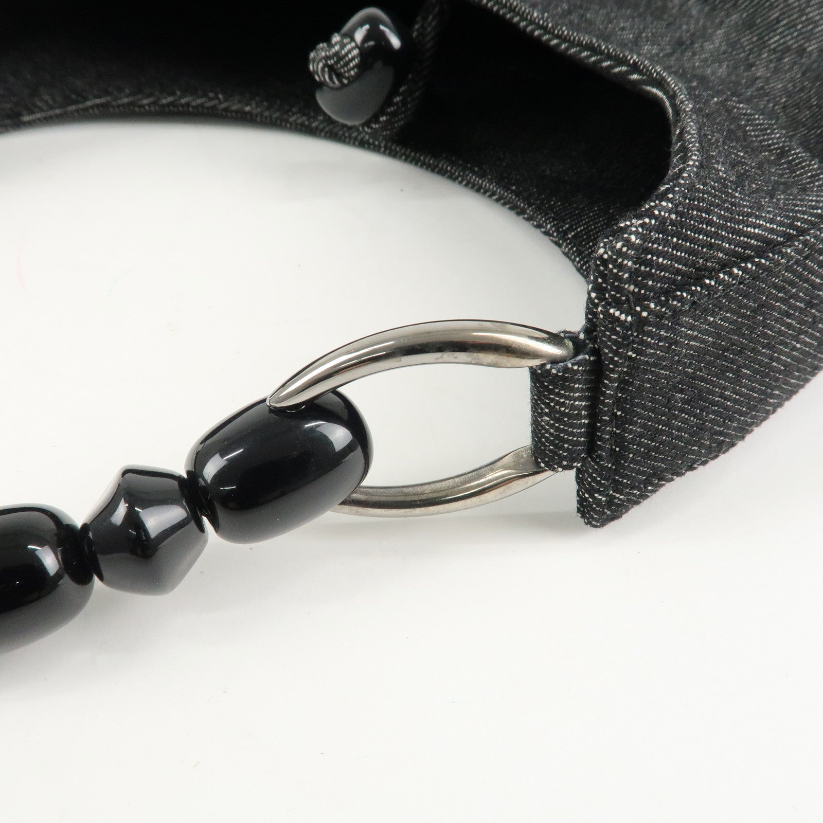 Christian Dior Maris Pearl Denim Shoulder Bag Hand Bag Black Used