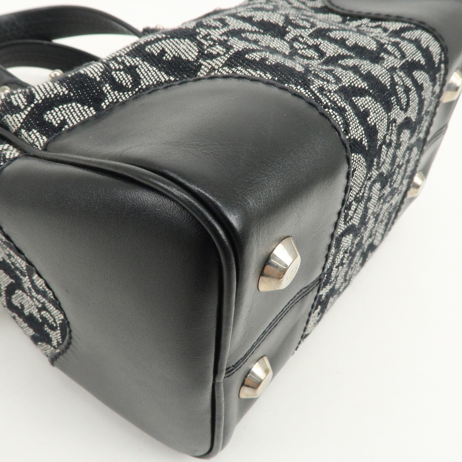 Christian Dior Trotter Canvas Leather Boston Bag Black