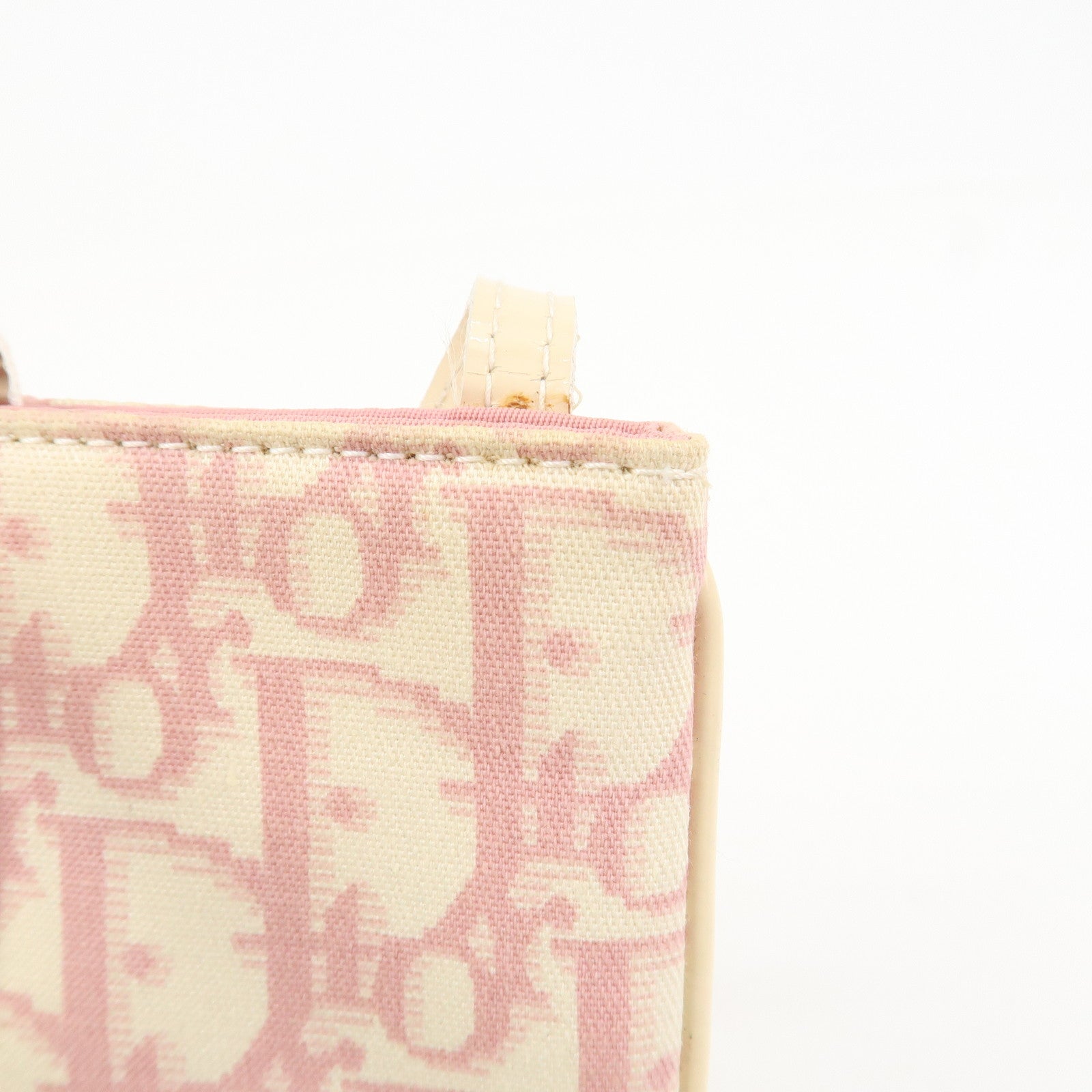 Christian Dior Trotter Girly Canvas PVC Shoulder Bag Pink Ivory