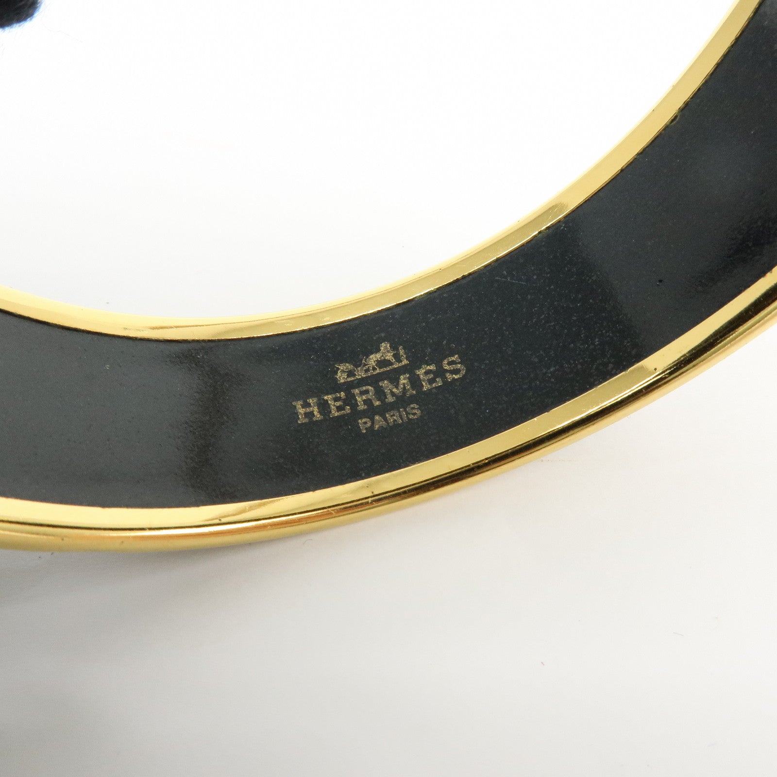 HERMES Email GM Metal Bangle Bracelet Carriage Light Blue Gold