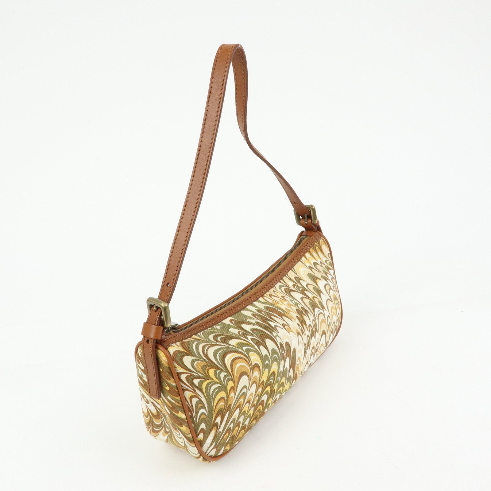 CELINE Canvas Leather Mini Hand Bag Brown Beige
