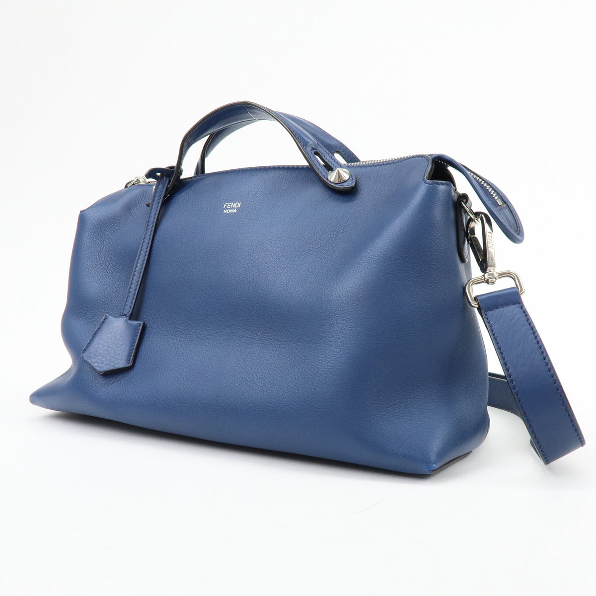 FENDI By The Way Leather 2Way Bag Hand Bag Shoulder Bag Blue 8BL124