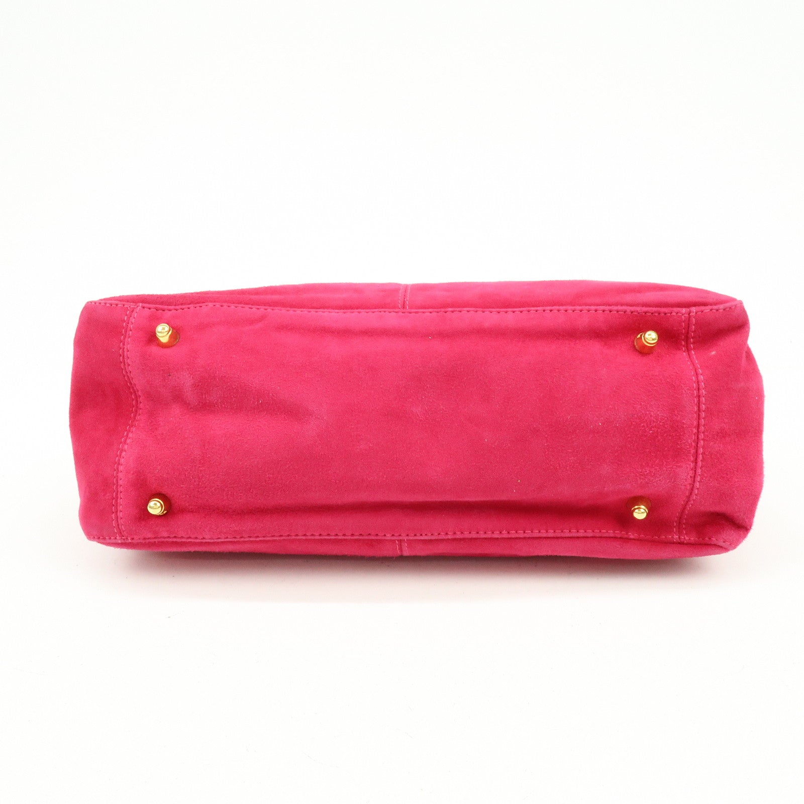 FENDI Logo Suede Leather Hand Bag Tote Bag Pink 2308・26693・609