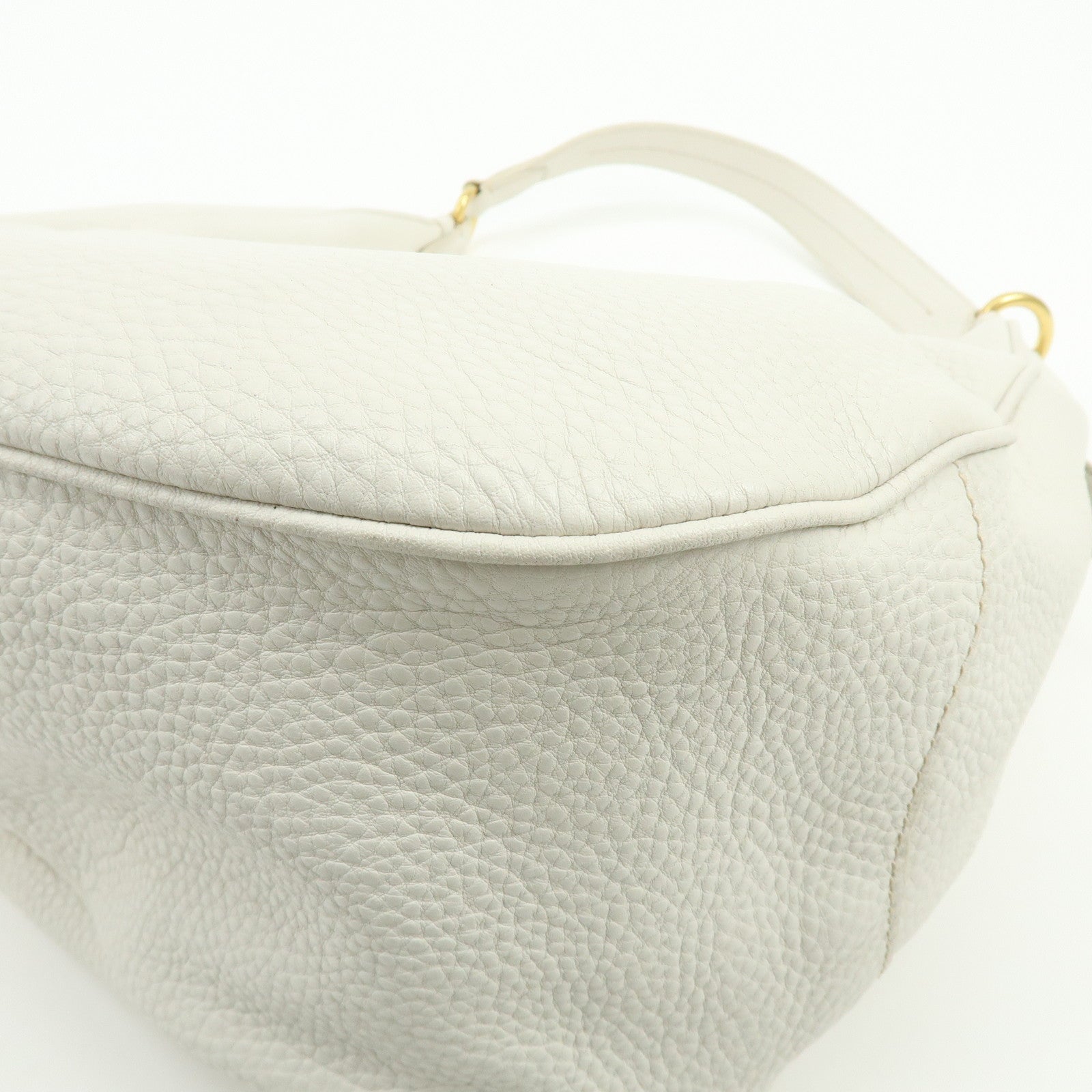 PRADA Logo Calf Leather Shoulder Bag Hand Bag White BR4311