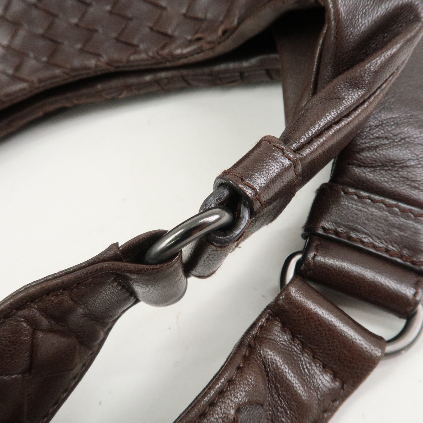 BOTTEGA VENETA Intrecciato Campana Shoulder Bag Brown 125787