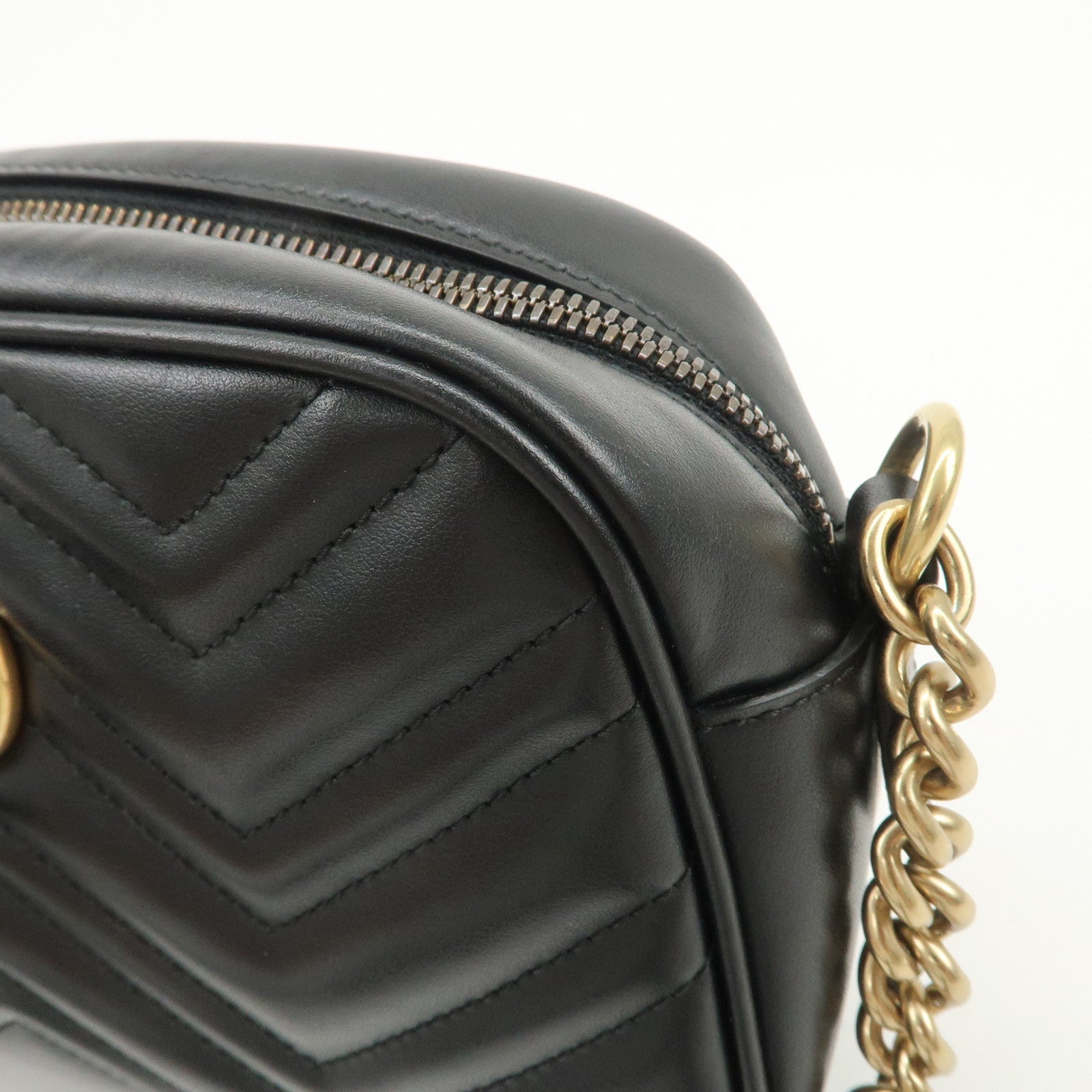 GUCCI GG Marmont Leather Shoulder Bag Crossbody Bag Black 447632