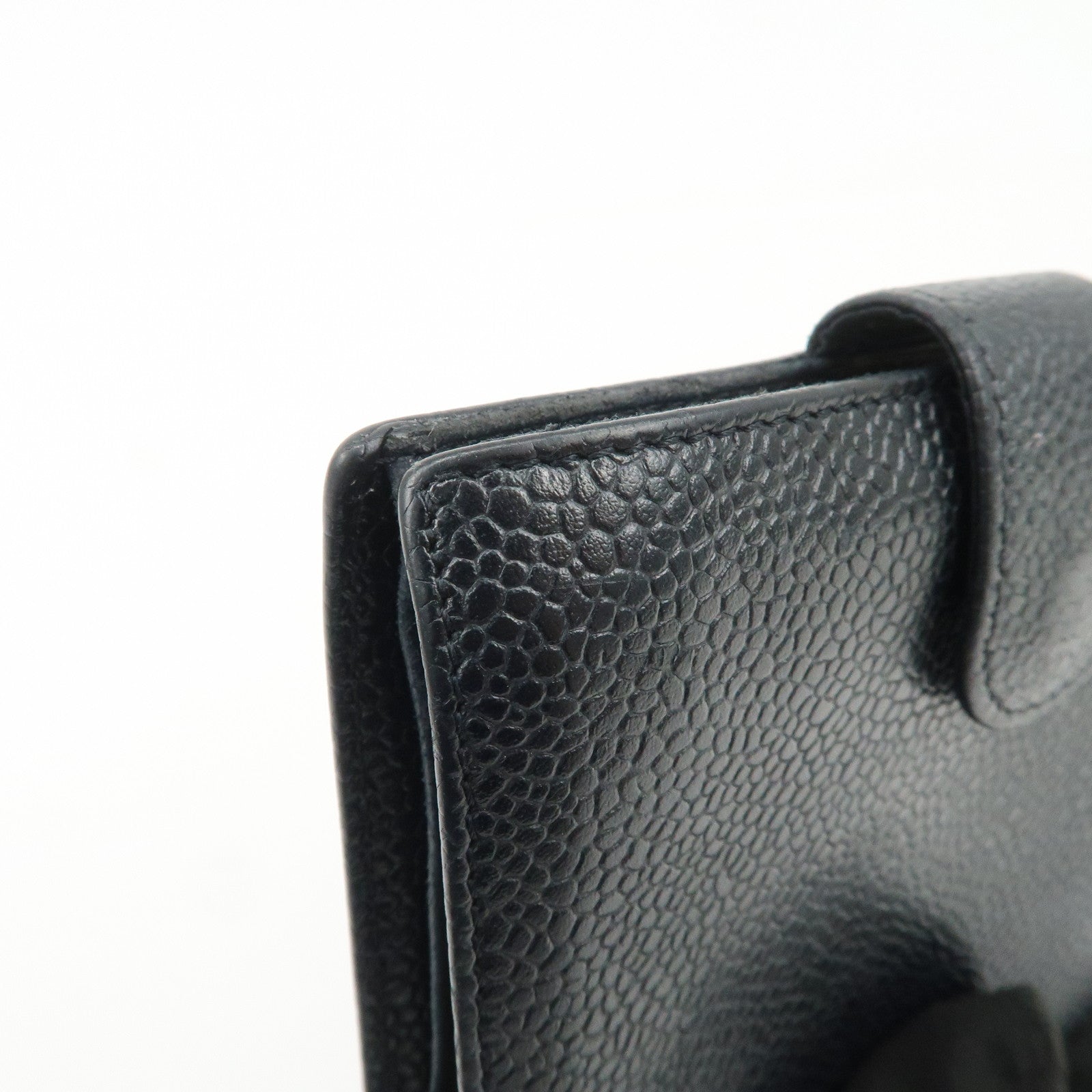 CHANEL COCO Mark Caviarskin Leather Bi-fold Wallet Black