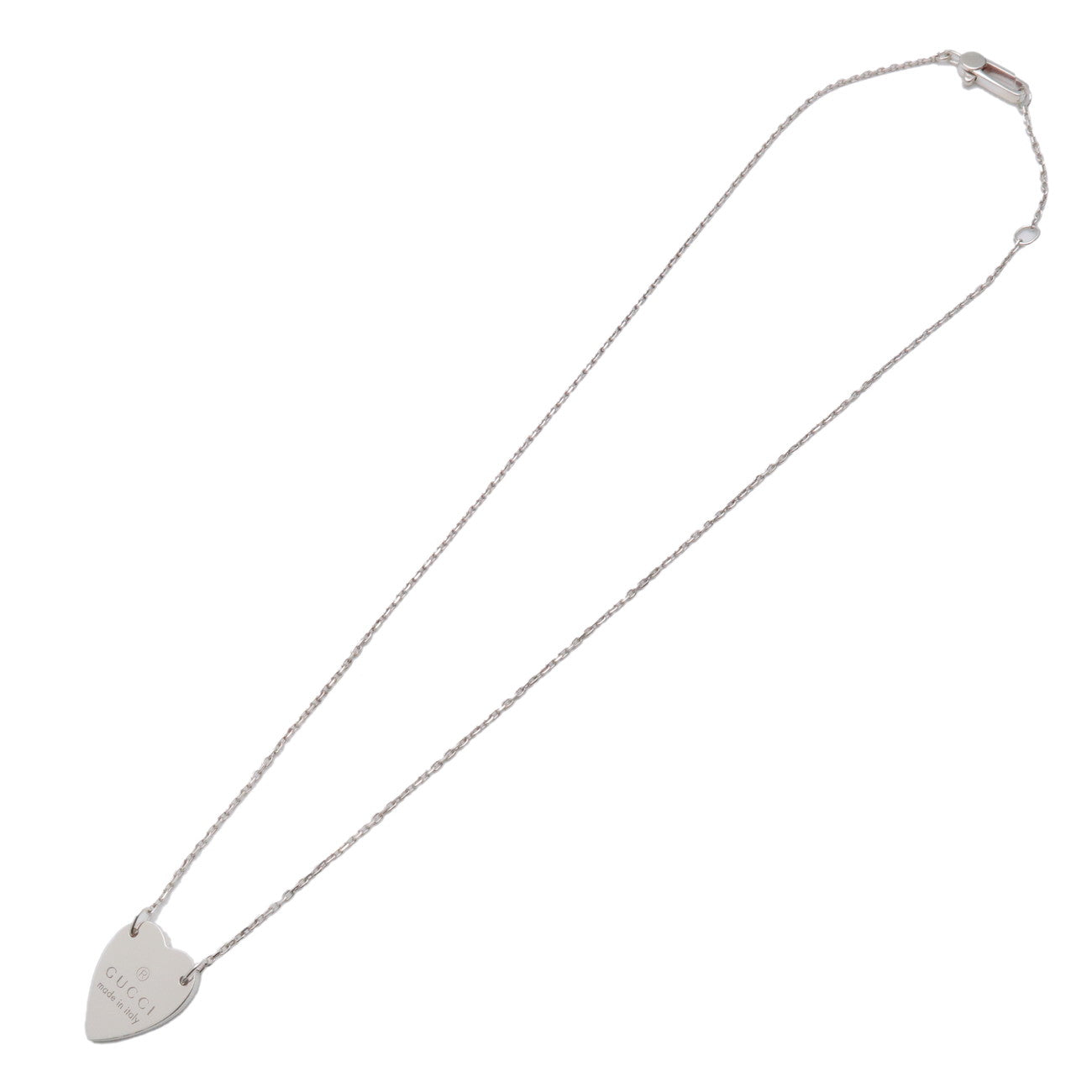 GUCCI Heart Plate Necklace SV925 Silver 223512