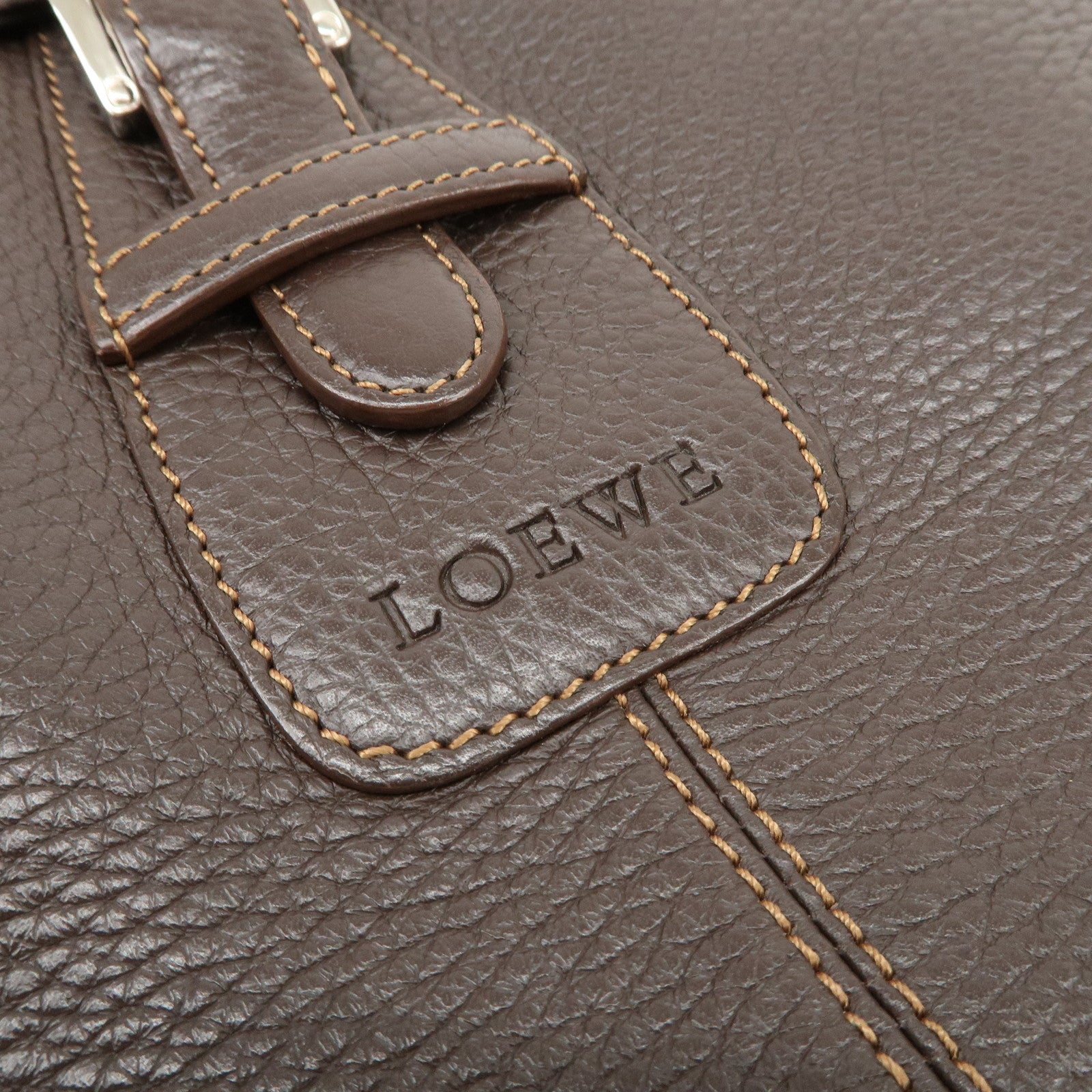 LOEWE Senda Logo Leather Shoulder Bag Crossbody Bag Brown