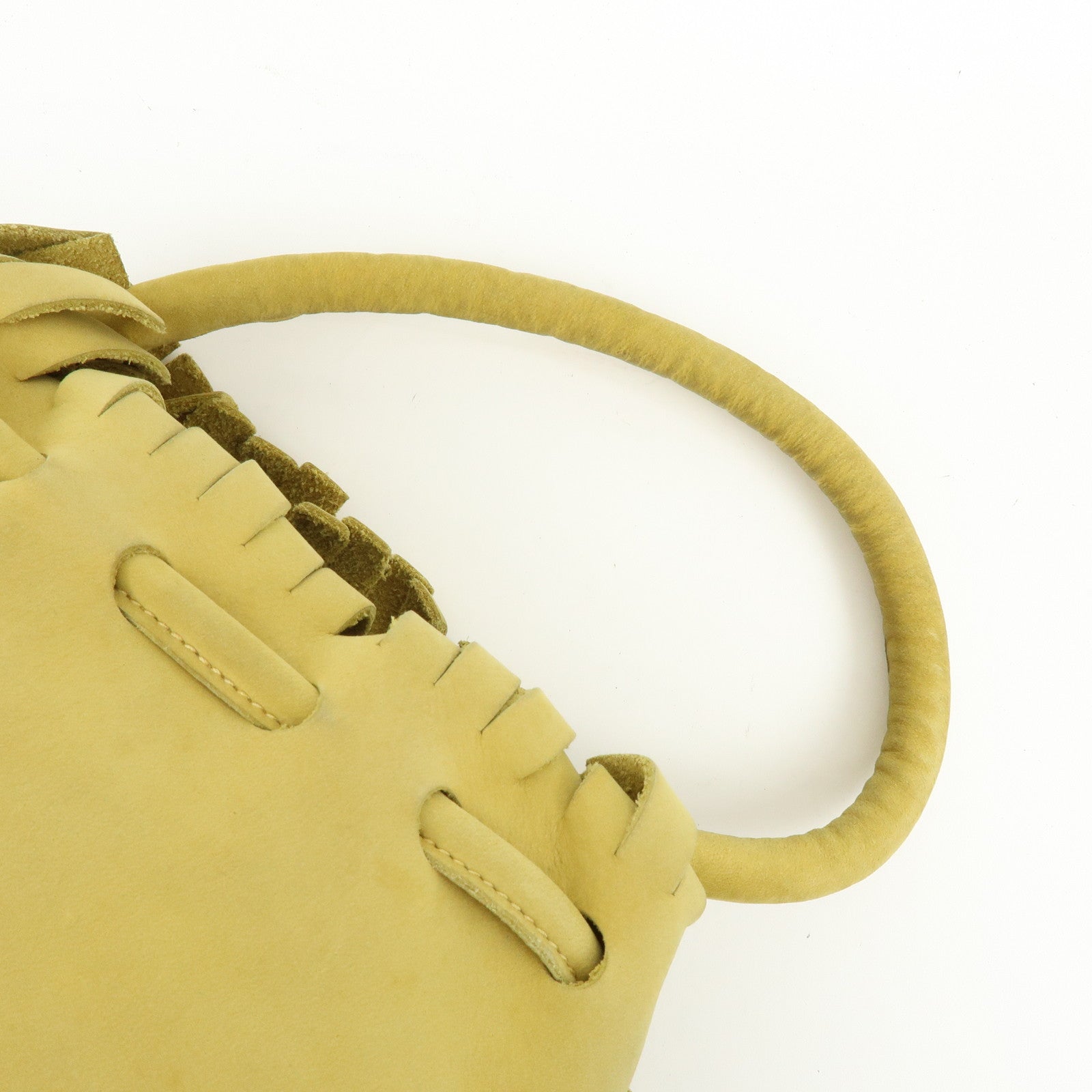 Ferragamo Suede Small Drawstring Hand Bag Yellow