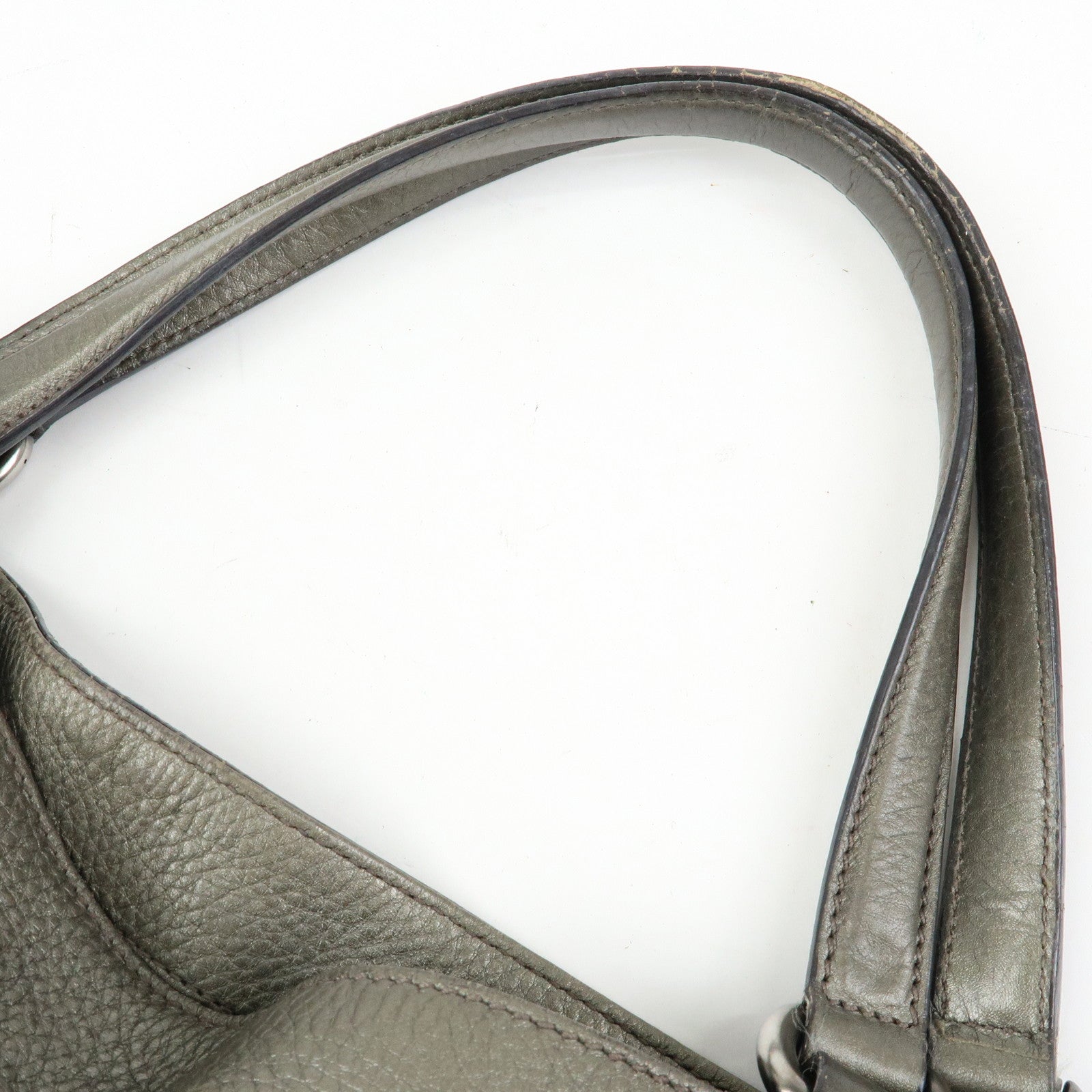 GUCCI SOHO Interlocking G Leather Tote Bag Hand Bag Silver 282309