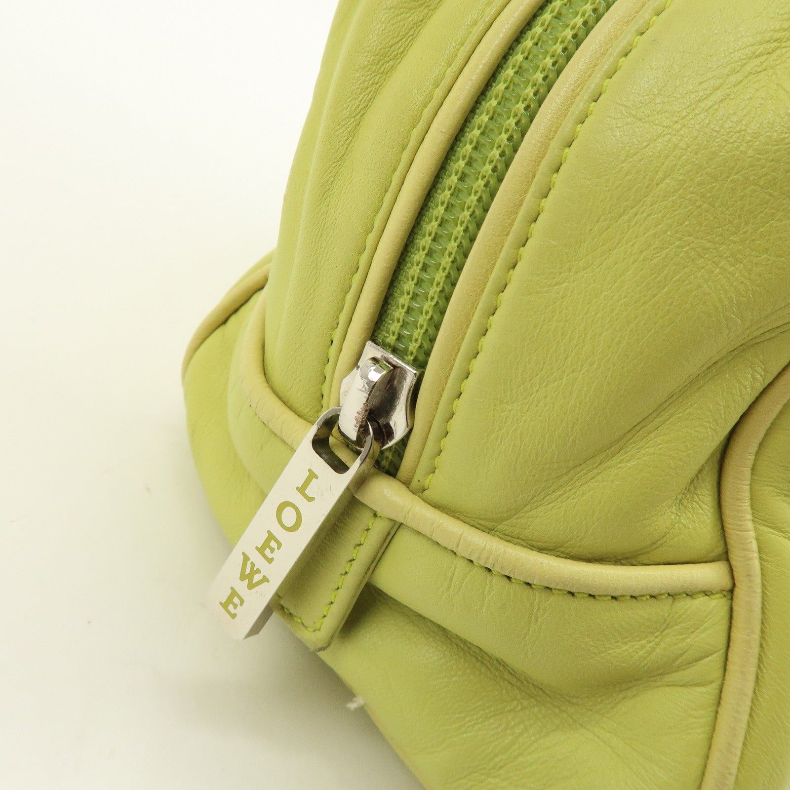 LOEWE Logo Nappa Leather Mini Hand Bag Boston Bag Lime Green