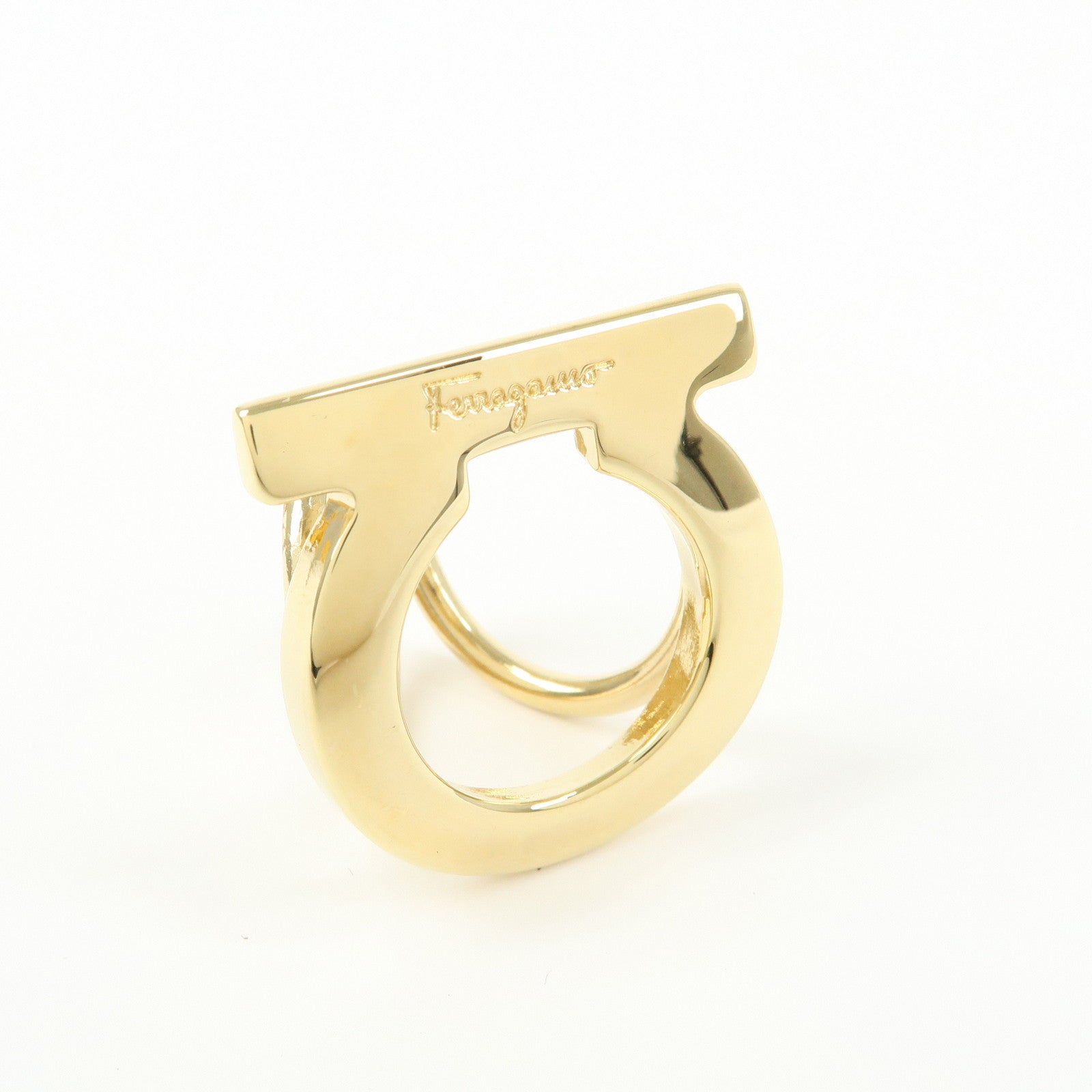 Ferragamo Gancini Metal Scarf Ring Scarf Accessory Gold