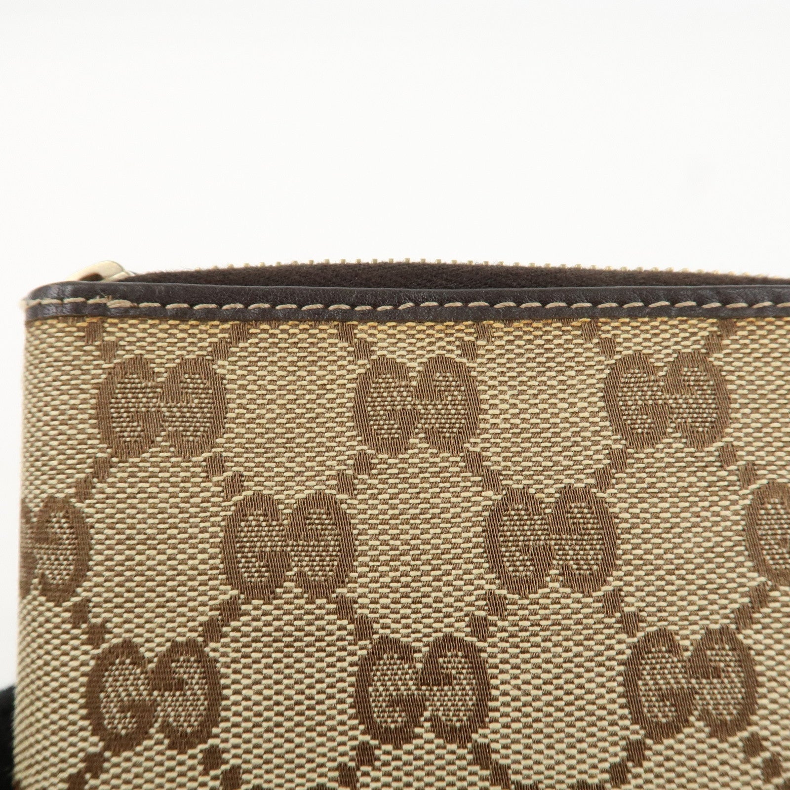 GUCCI GG Canvas Leather Planner Cover Brown Beige Gold HDW 233152 Used