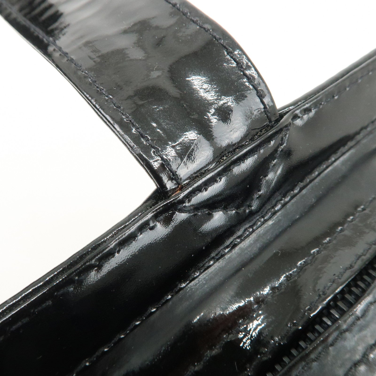 CHANEL COCO Mark Patent Leather Tote Bag Shoulder Bag Black Used