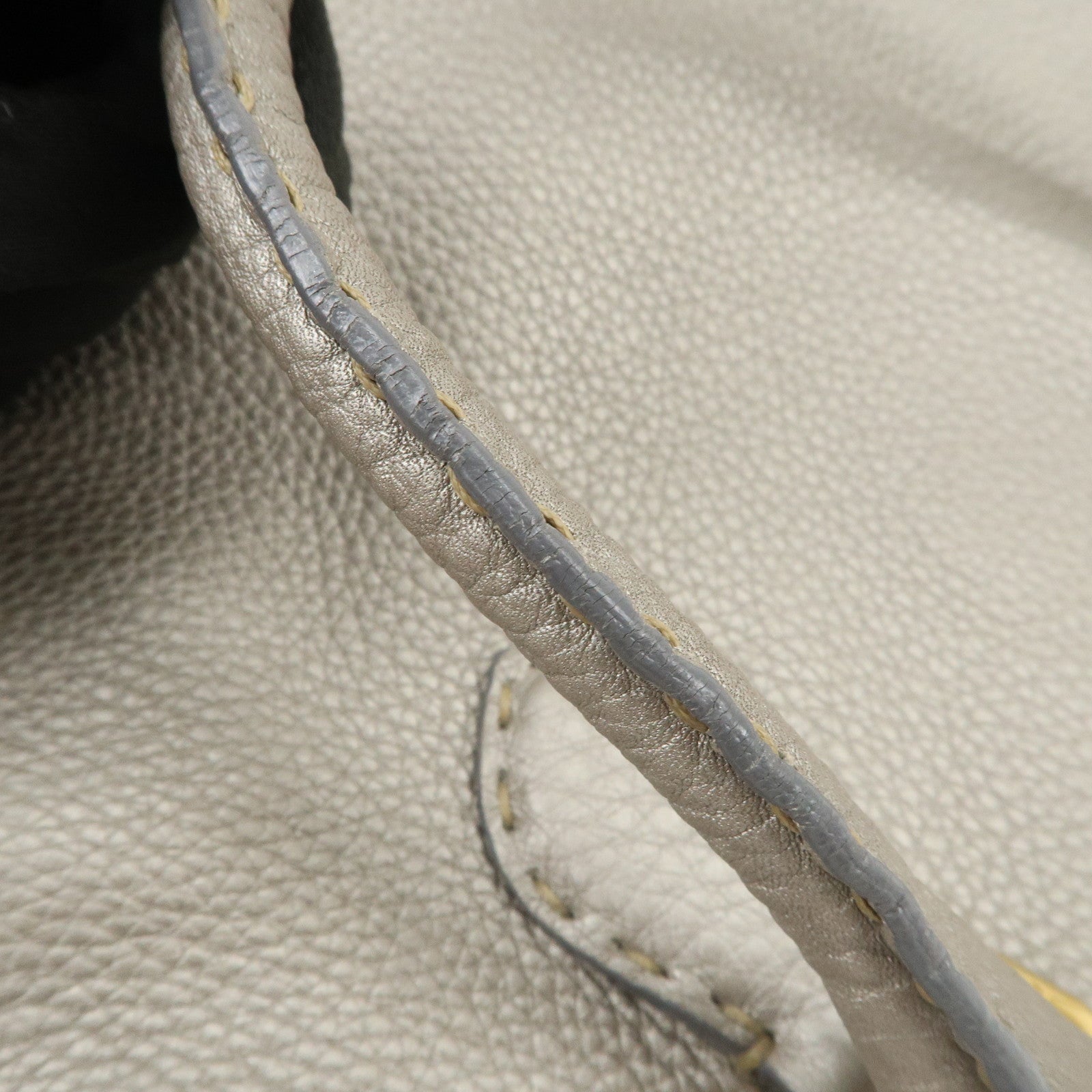 FENDI Seleria Leather Hand Bag Shoulder Bag Metallic Gray 8BN218