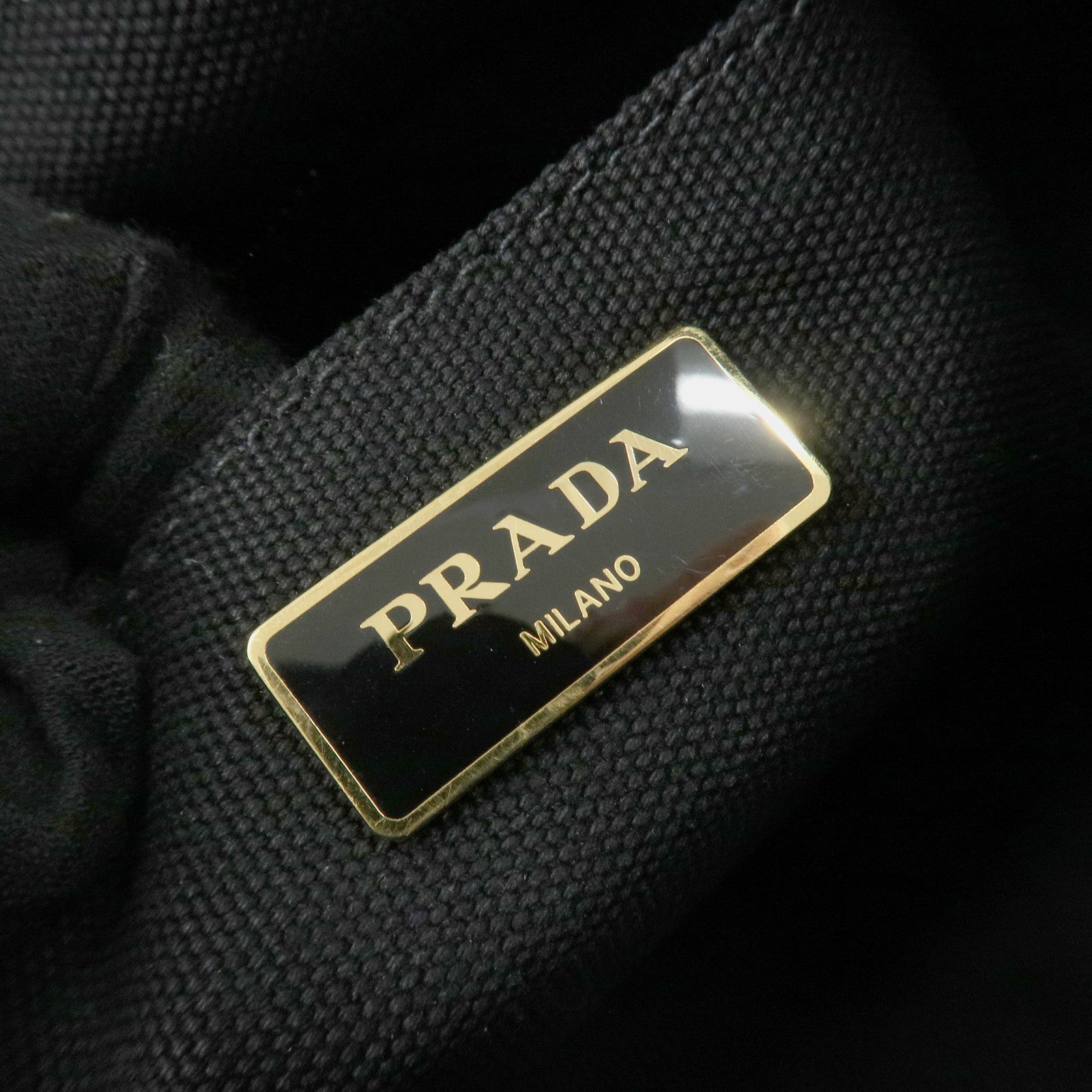 PRADA Logo Canapa Mini Canvas 2Way Bag Hand Tote Bag B2439G Black Used