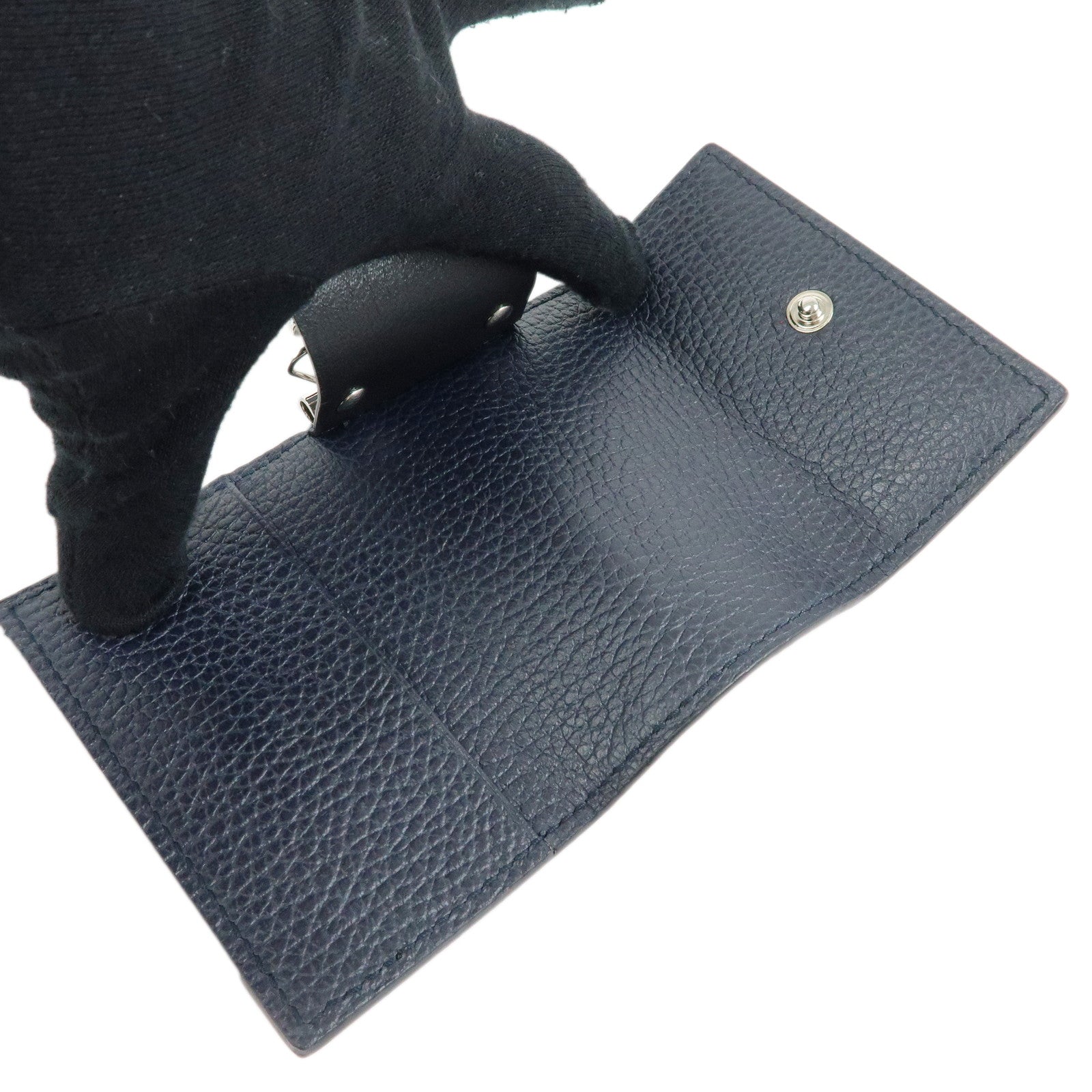 GUCCI Leather 6 Ring Key Case Key Holder Navy 150402