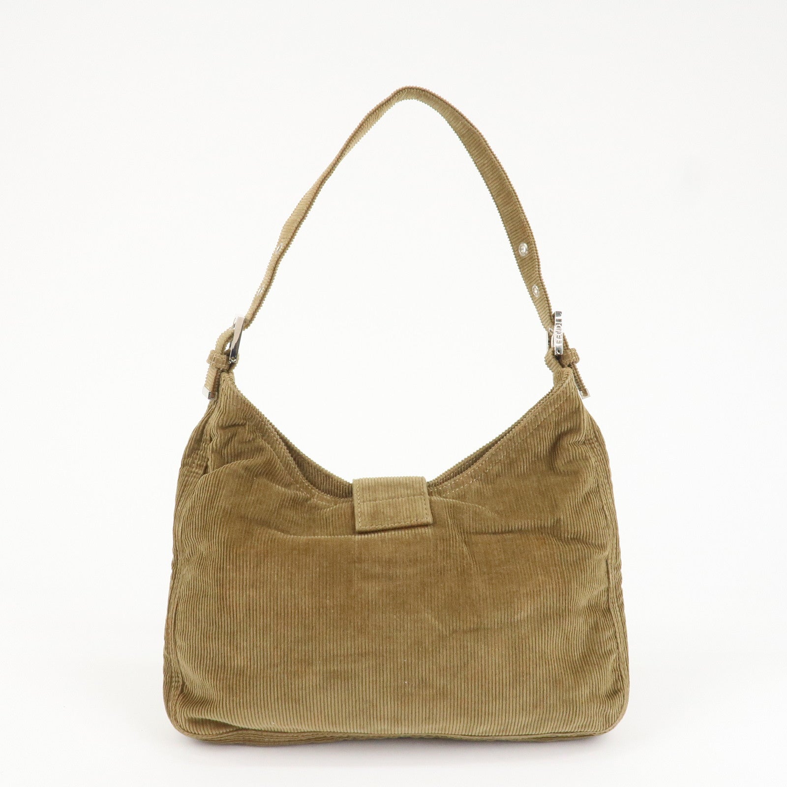 FENDI Mamma Baguette Corduroy Shoulder Bag Brown 26569 Used