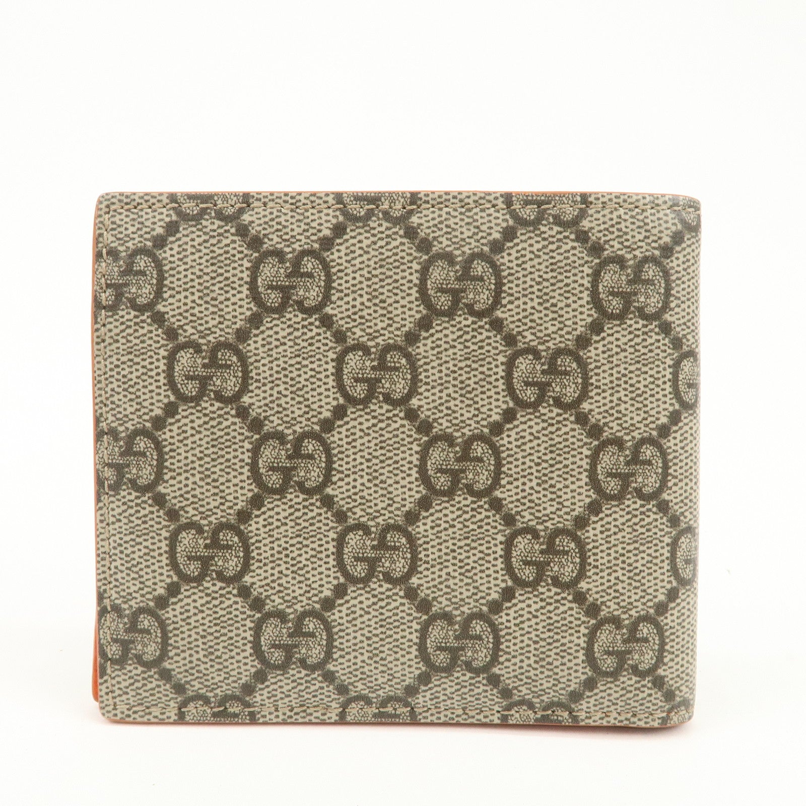 GUCCI GG Supreme Compact Bi-fold Wallet Beige Orange 768244
