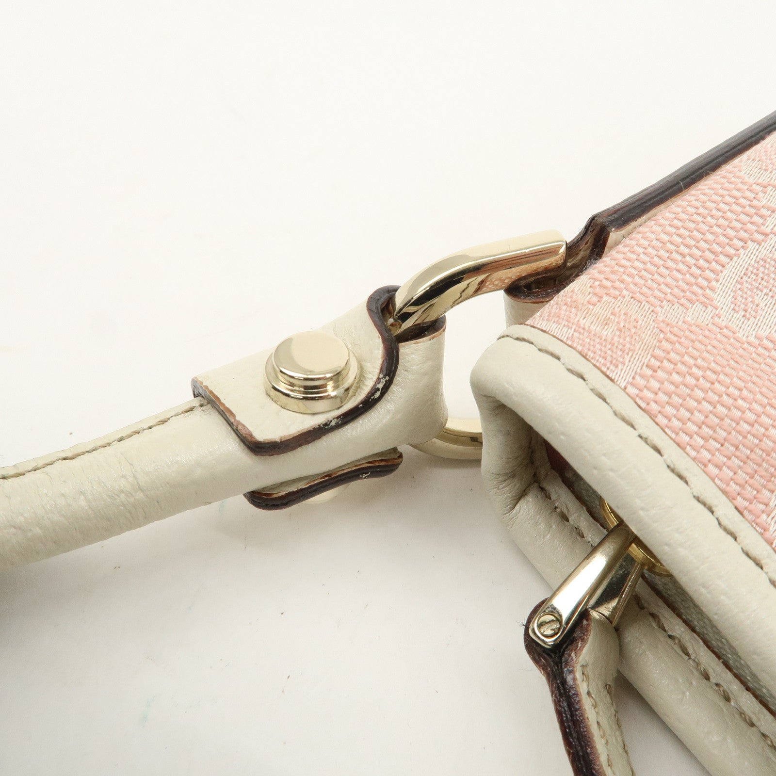 GUCCI Abbey GG Canvas Leather One Shoulder Bag Pink White 130939 Used