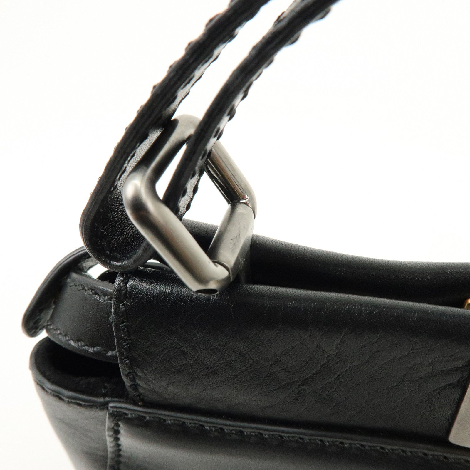 FENDI Peekaboo Leather 2Way Bag Hand Bag Shoulder Bag Black 8BN227