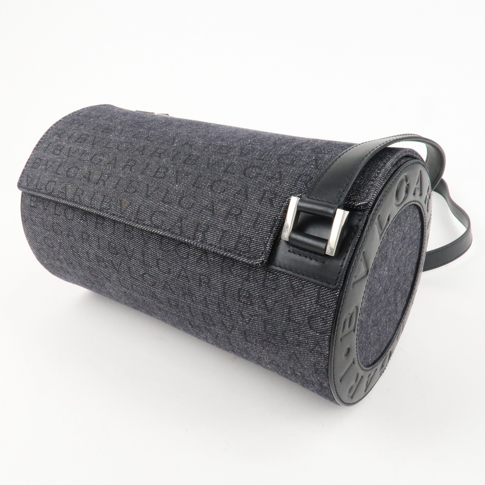 BVLGARI B-zero1 Drum Canvas Shoulder Bag Black Navy Used Used
