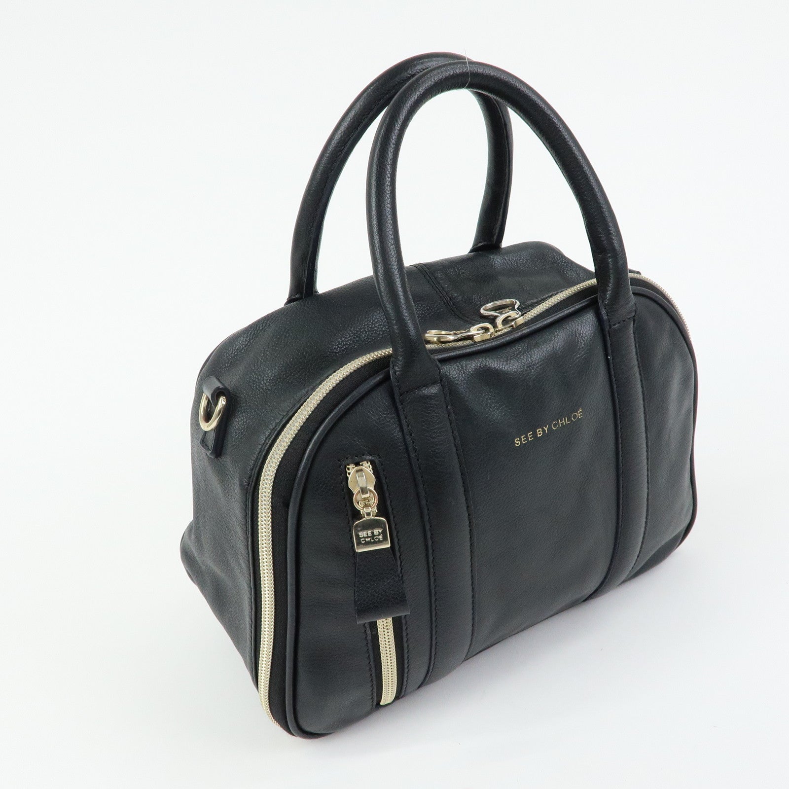 Chloe See By Chloe Leather 2Way Bag Shoulder Bag Hand Bag Black