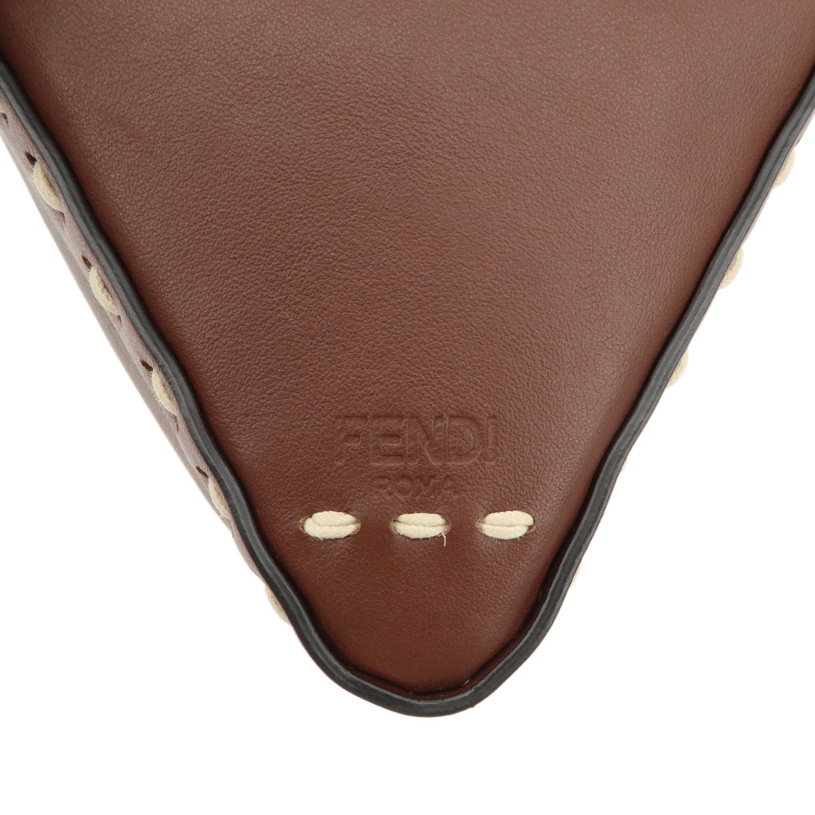 FENDI Selleria Leather Selleria Triangla Shoulder Bag Brown 8BS053