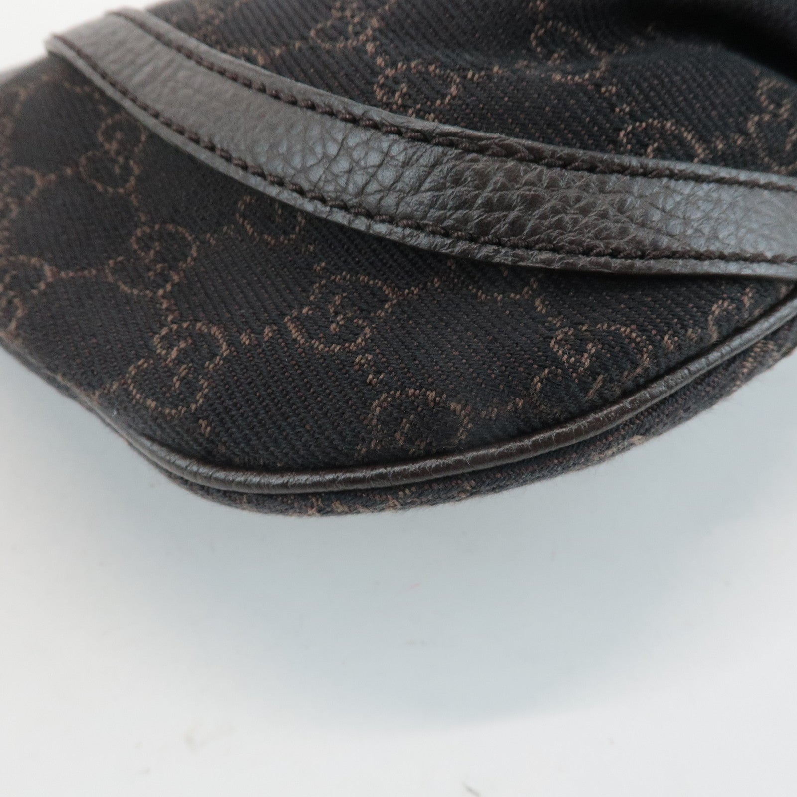 GUCCI Abbey GG Canvas Leather Shoulder Bag Dark Brown 265691 Used